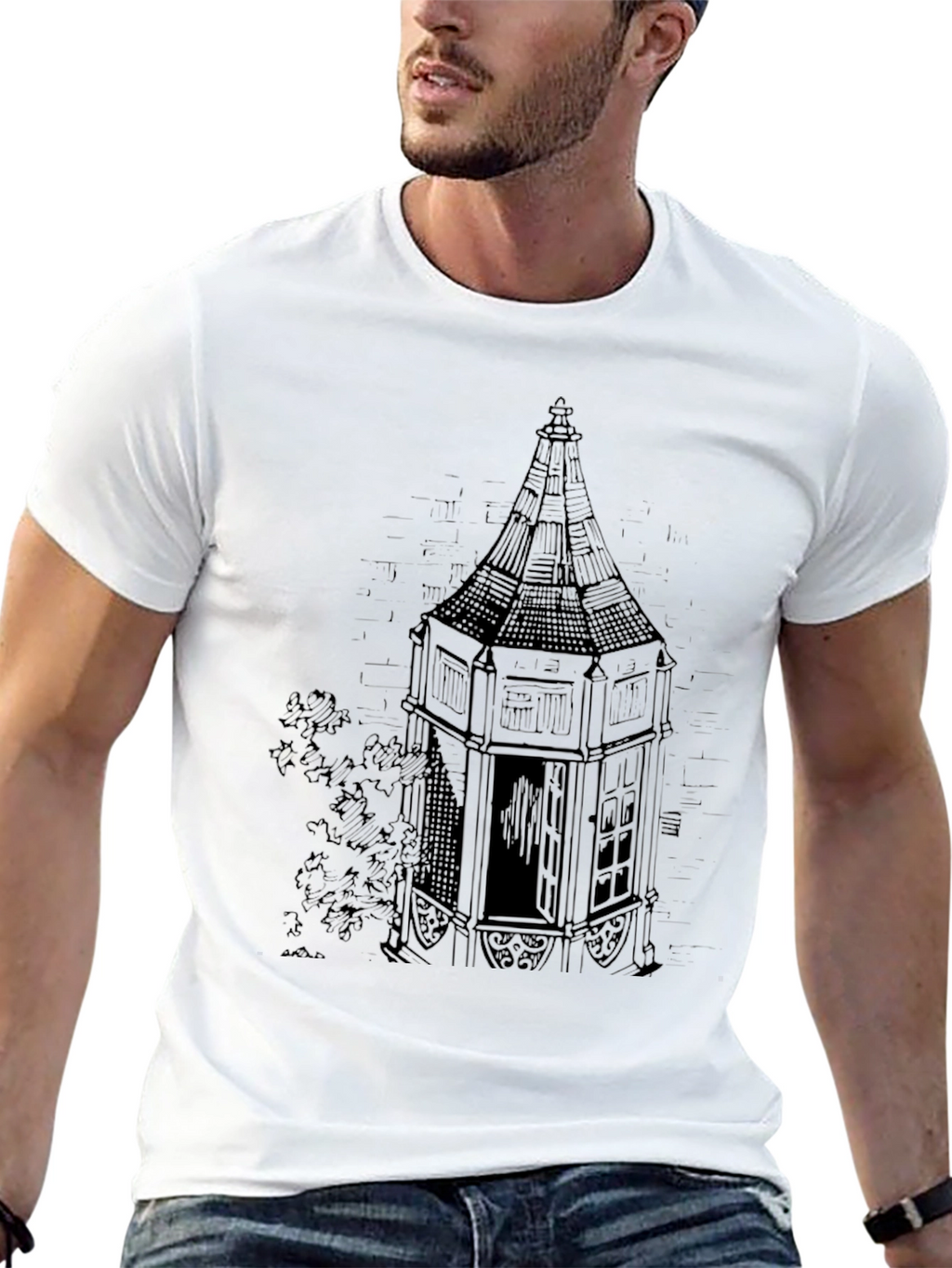 Tower Graphic Print Black T-Shirt