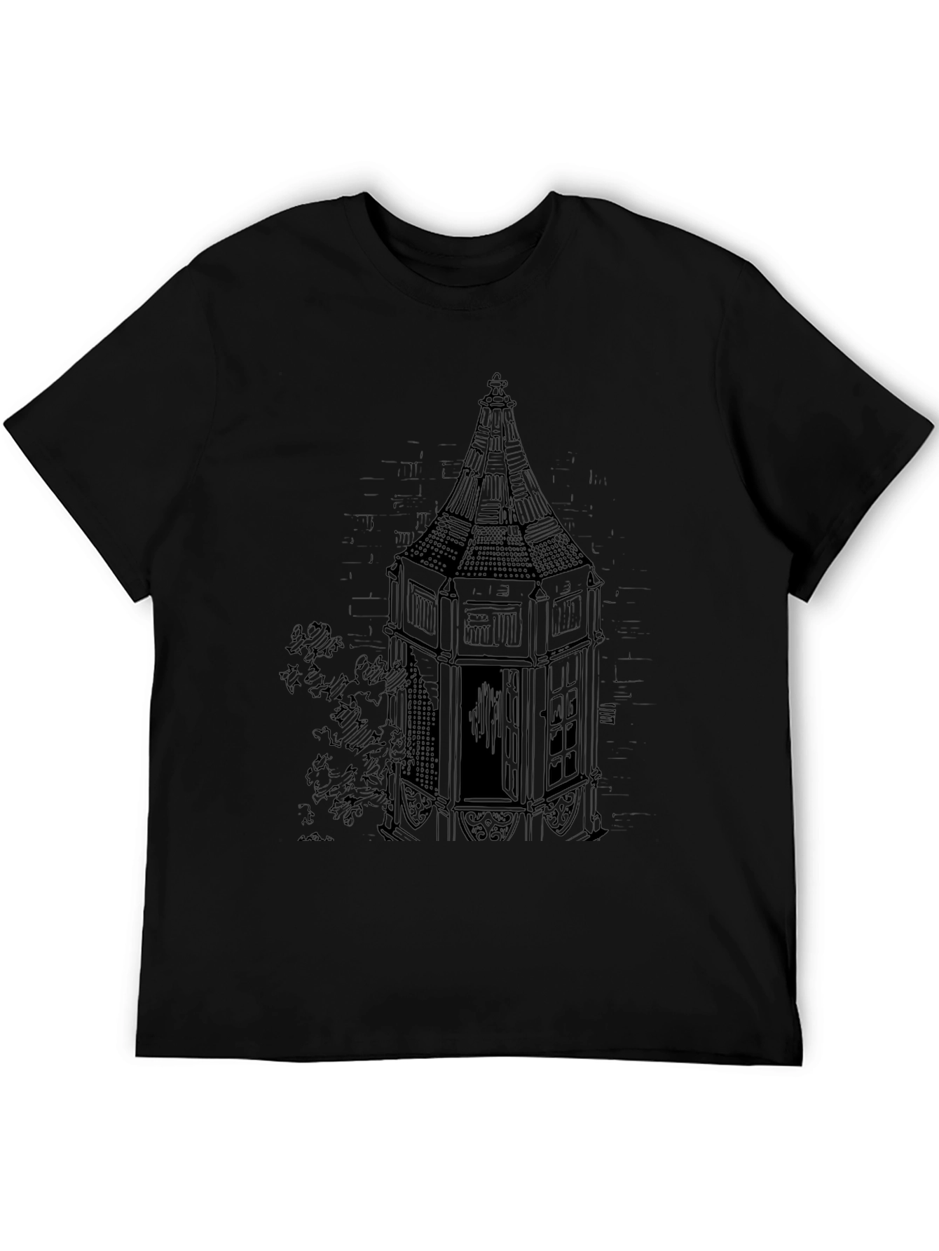 Tower Graphic Print Black T-Shirt