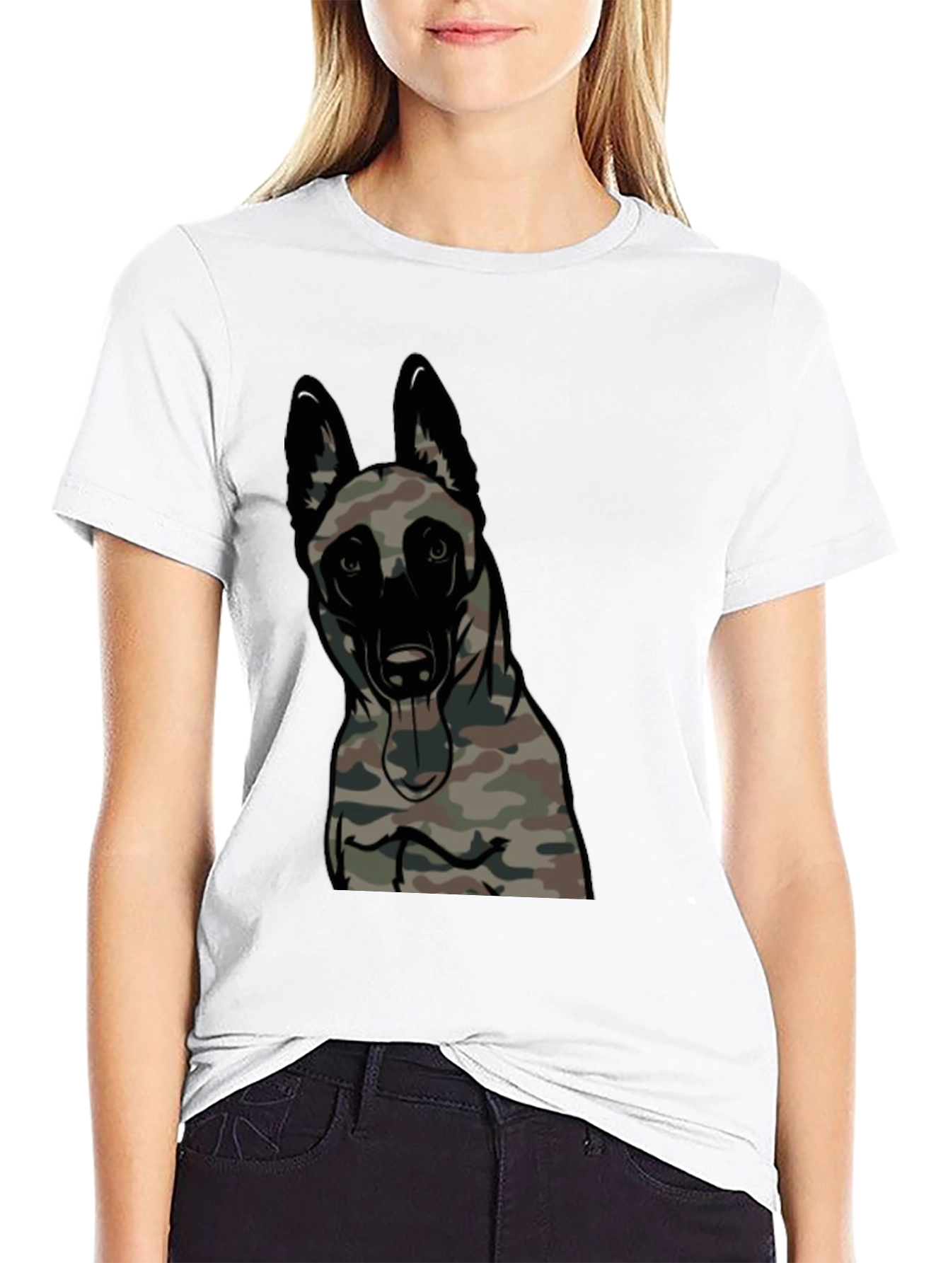 Camouflage Dog Graphic Tee - Black