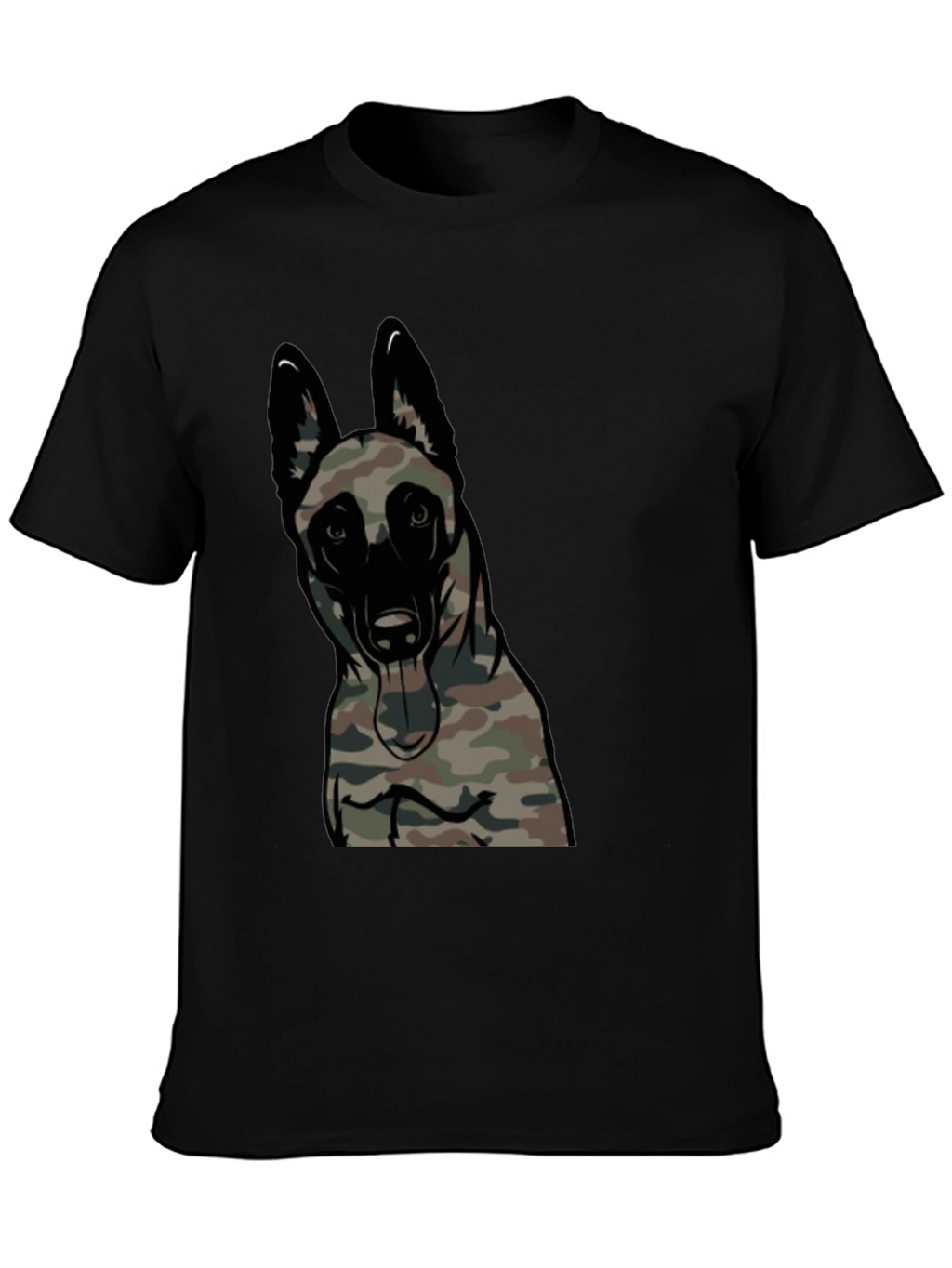 Camouflage Dog Graphic Tee - Black
