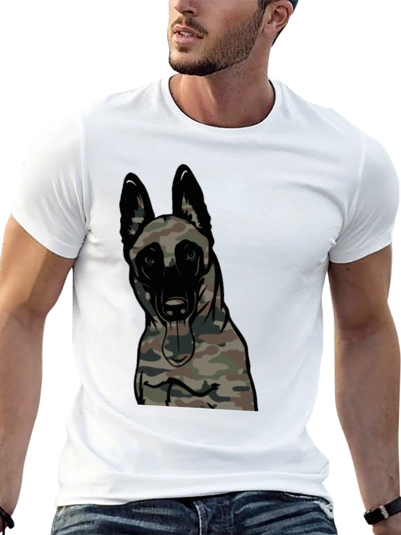 Camouflage Dog Graphic Tee - Black