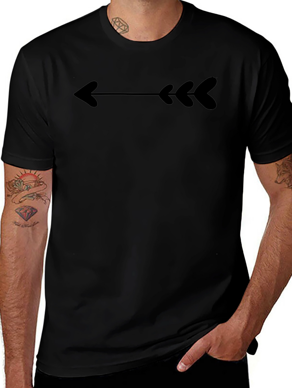 Heart Arrow Black T-Shirt