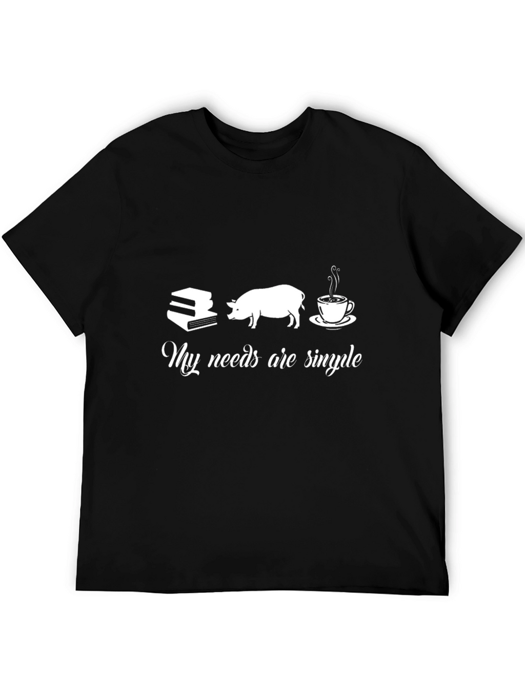 Simple Needs T-Shirt - Books Pig Coffee