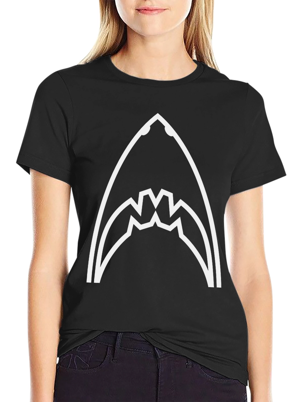 Shark Jaw Graphic Tee - Black Cotton T-Shirt