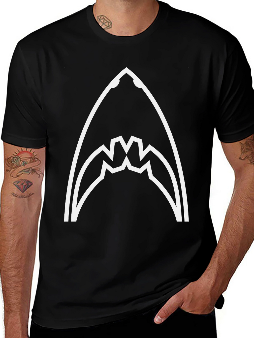 Shark Jaw Graphic Tee - Black Cotton T-Shirt