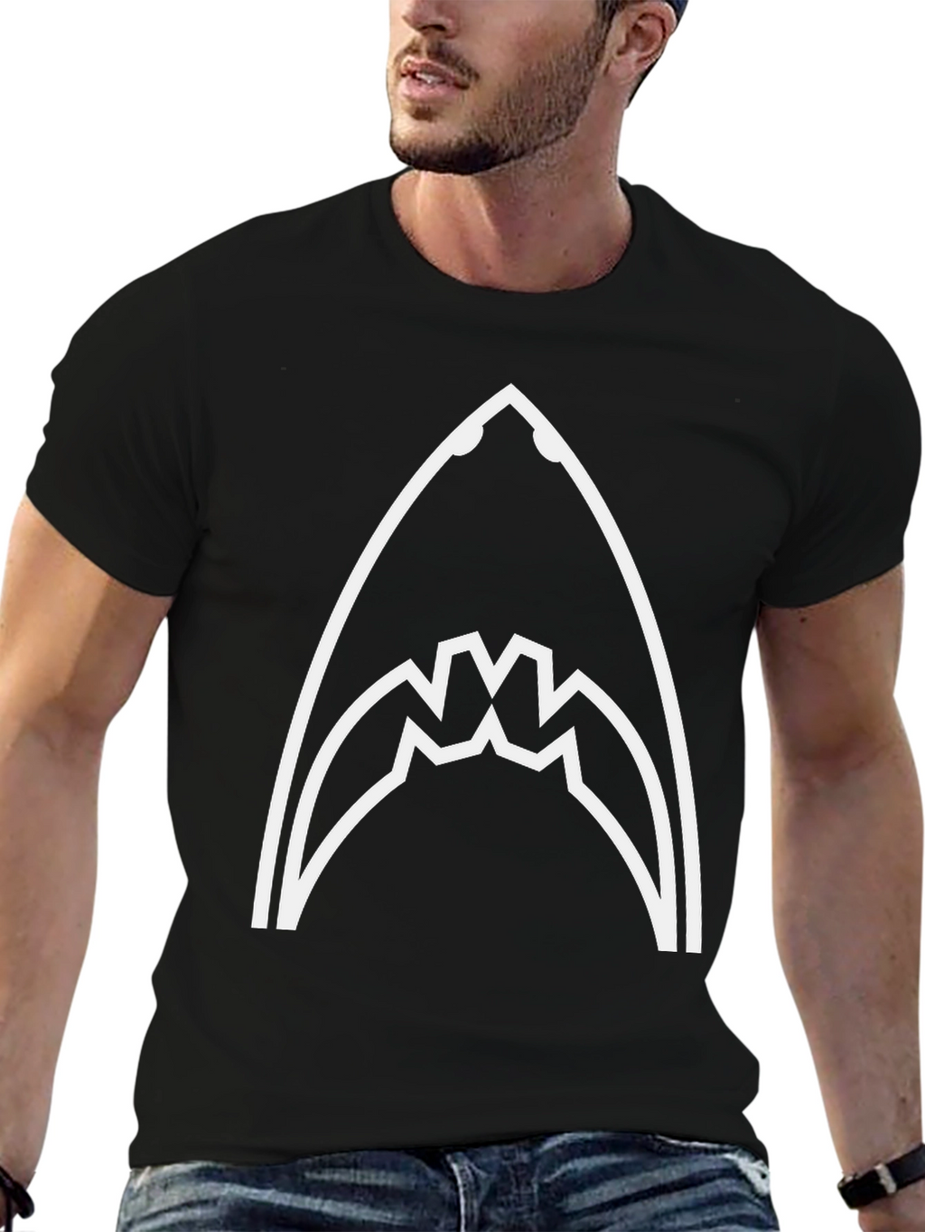 Shark Jaw Graphic Tee - Black Cotton T-Shirt
