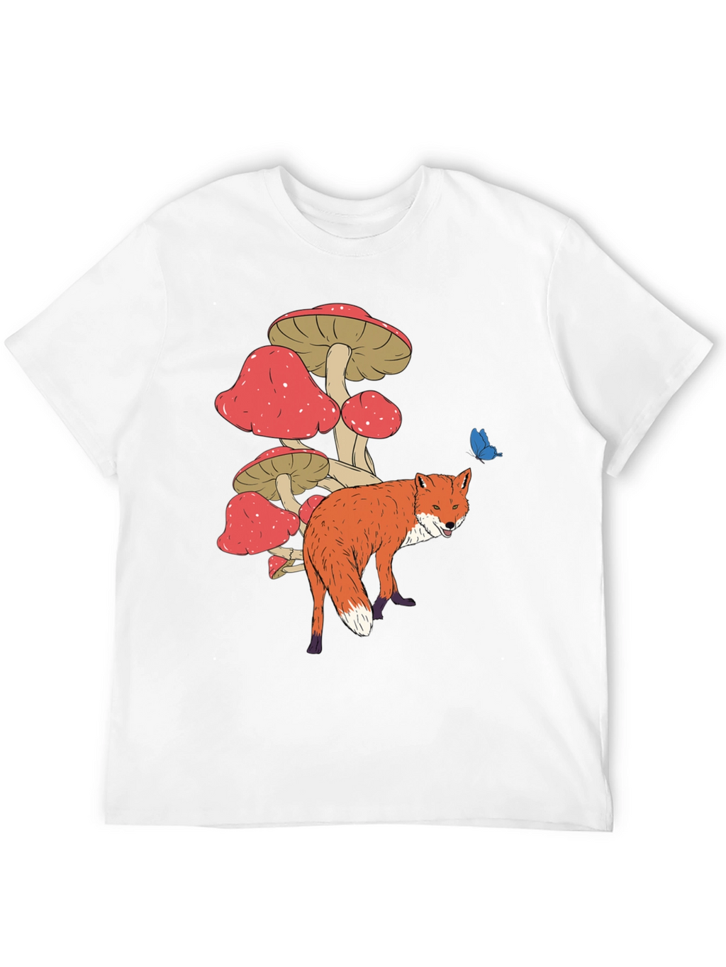 Fox and Mushroom Graphic Tee - Unisex Black T-Shirt