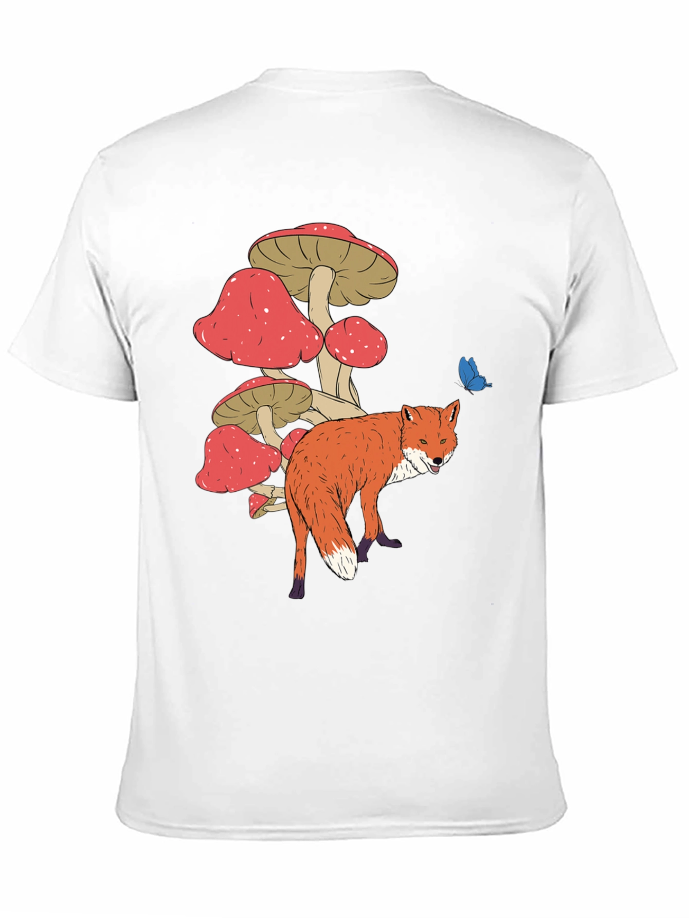 Fox and Mushroom Graphic Tee - Unisex Black T-Shirt