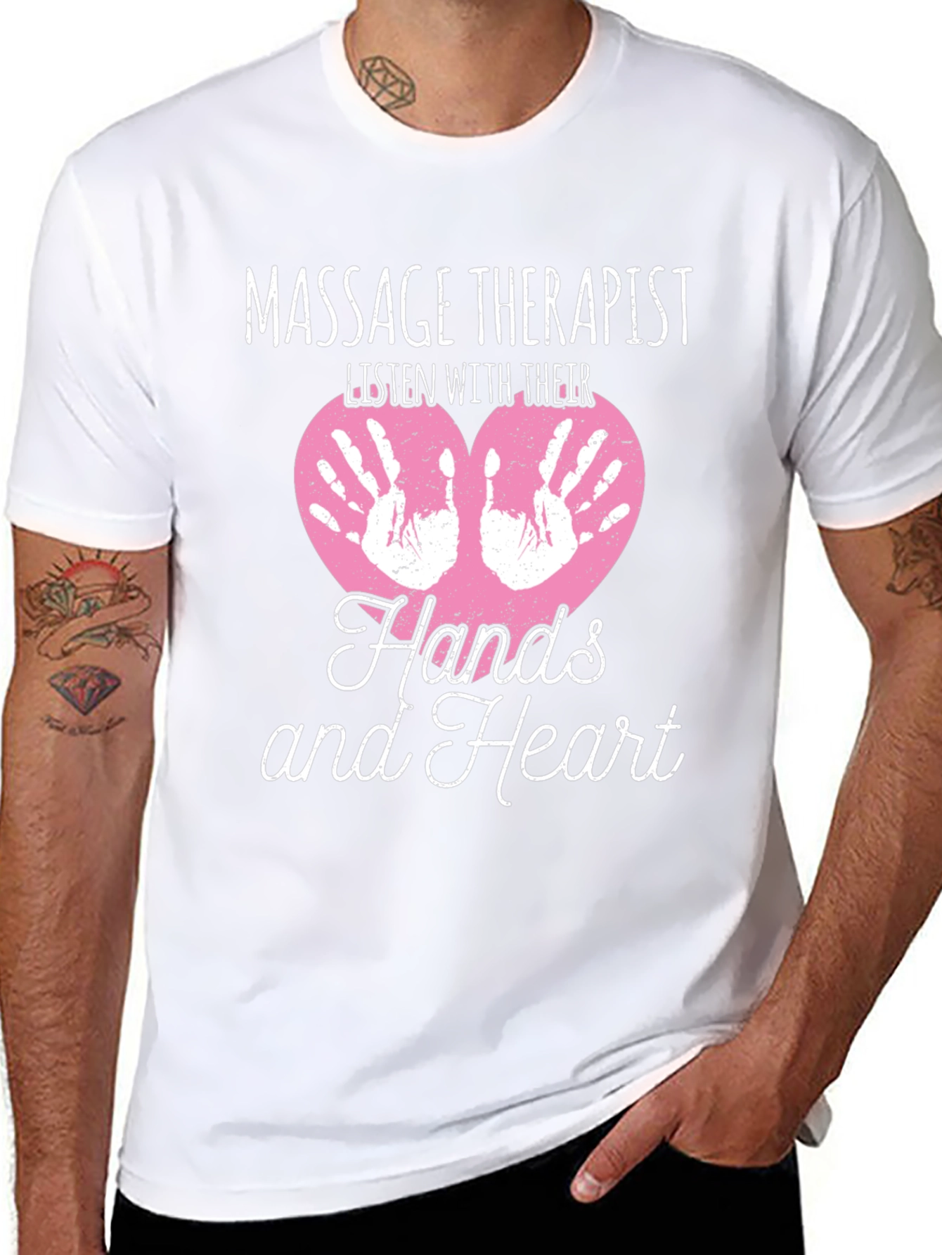 Massage Therapist Hands and Heart Graphic Tee