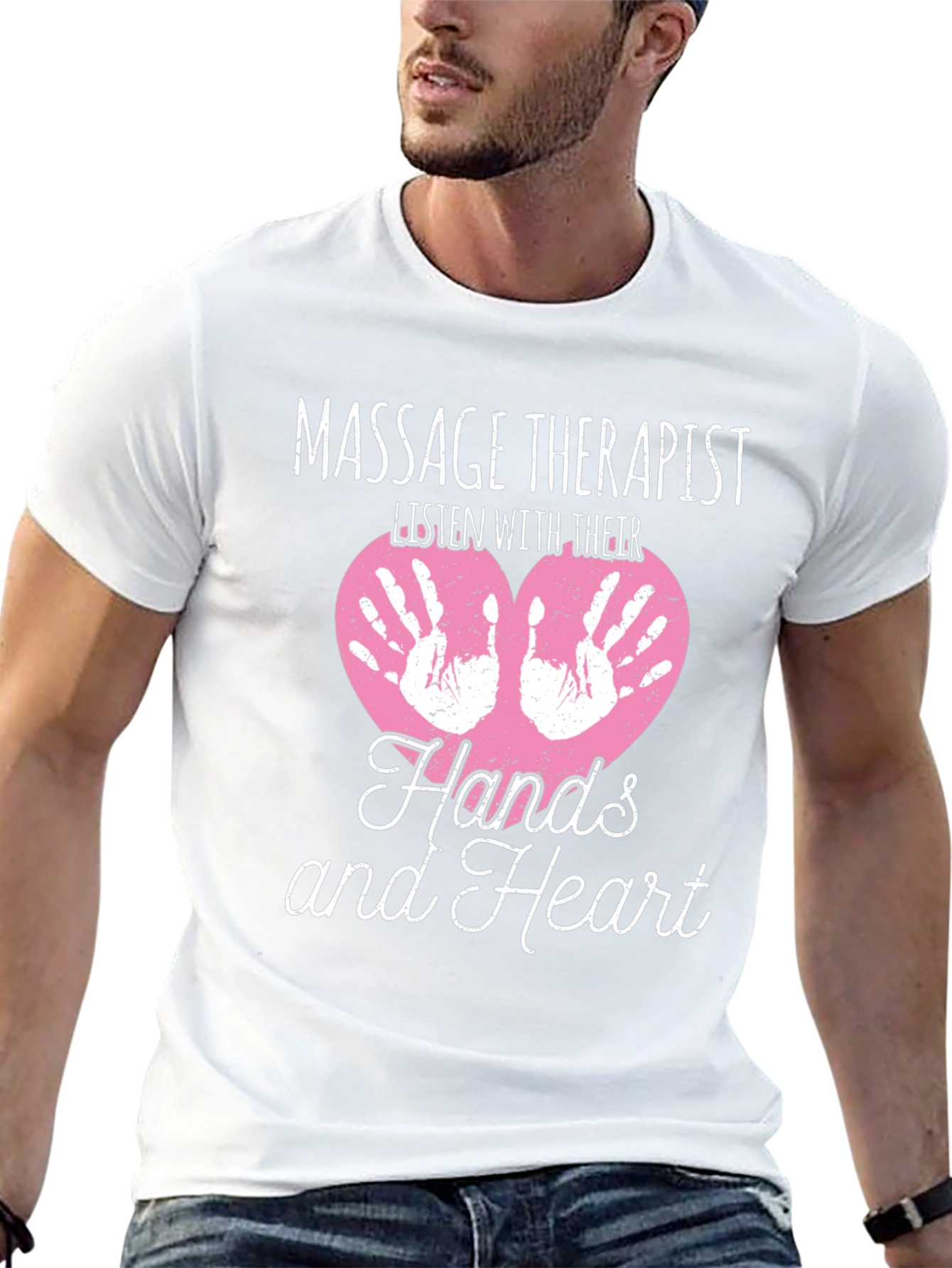 Massage Therapist Hands and Heart Graphic Tee