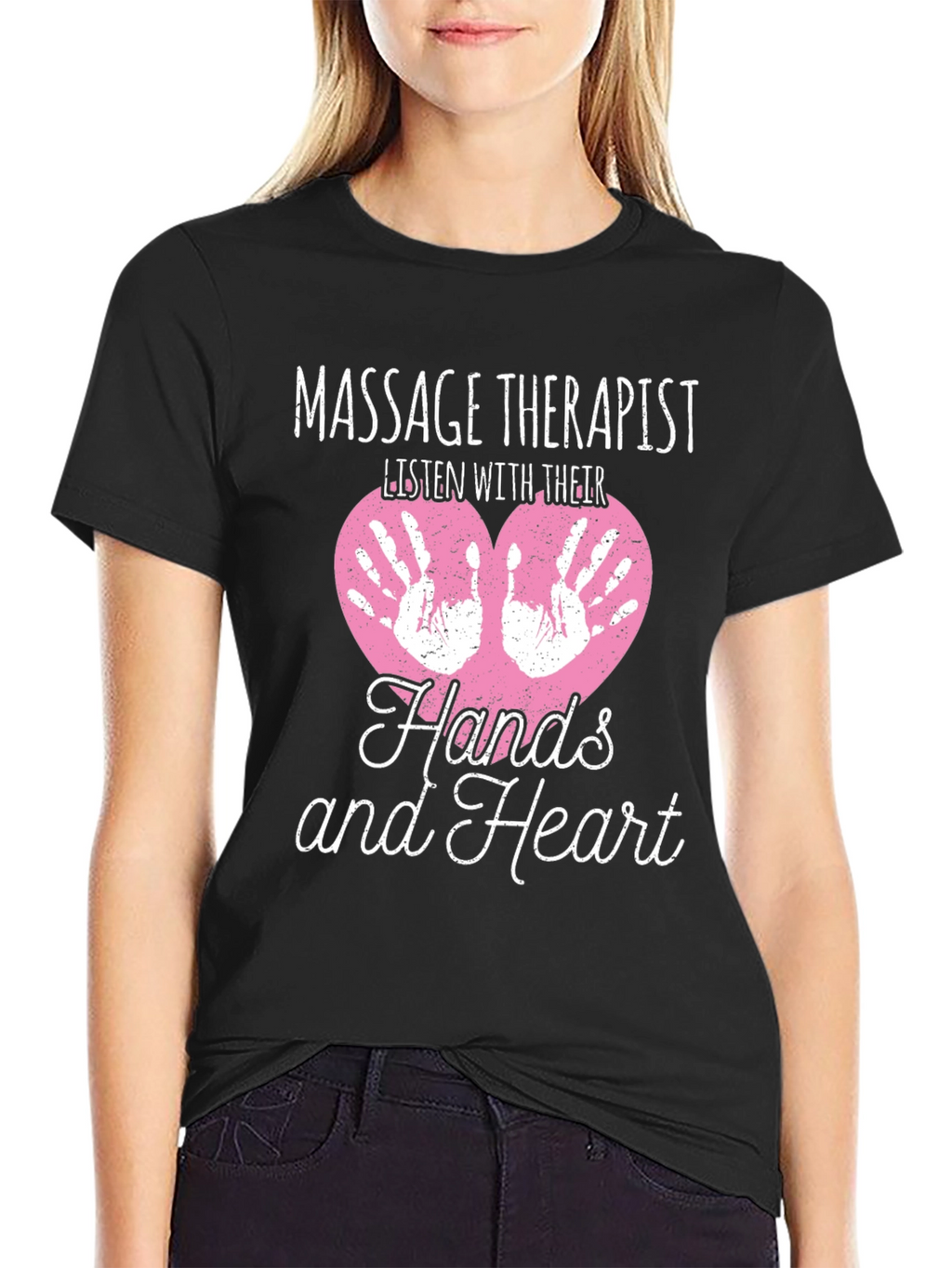 Massage Therapist Hands and Heart Graphic Tee