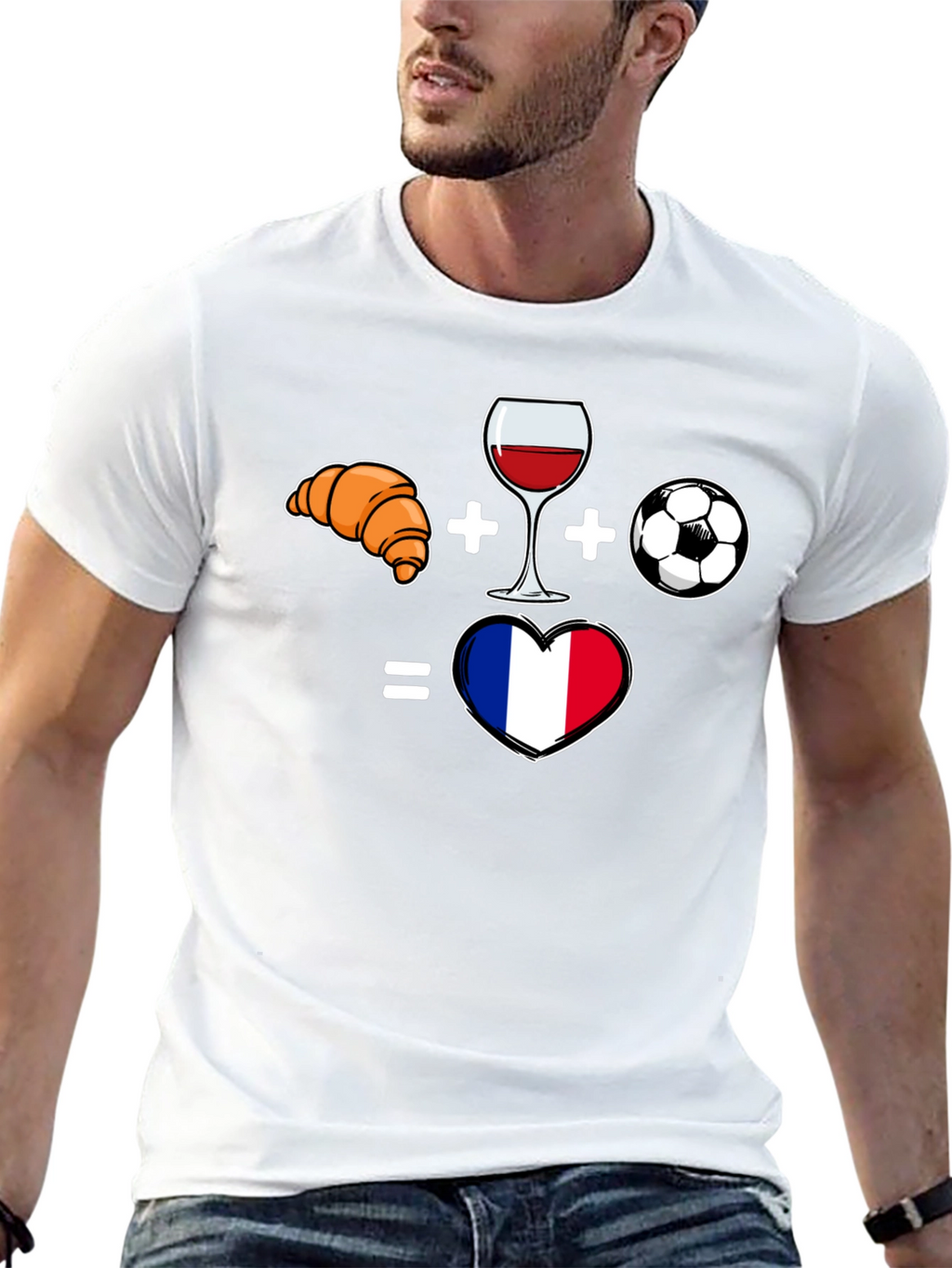 France Love T-Shirt - Croissant Wine Soccer