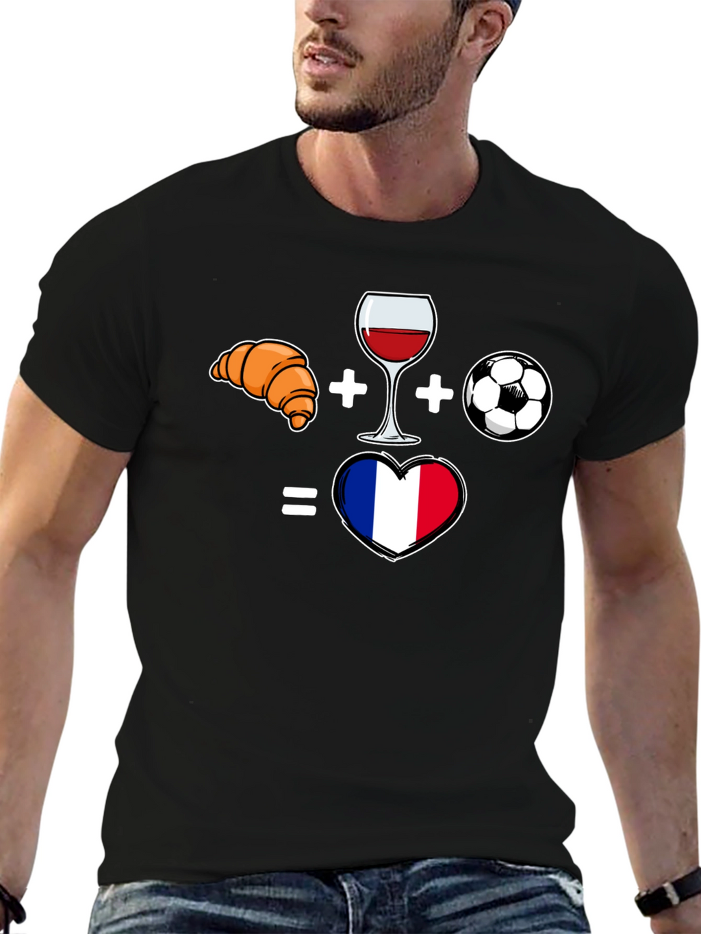France Love T-Shirt - Croissant Wine Soccer