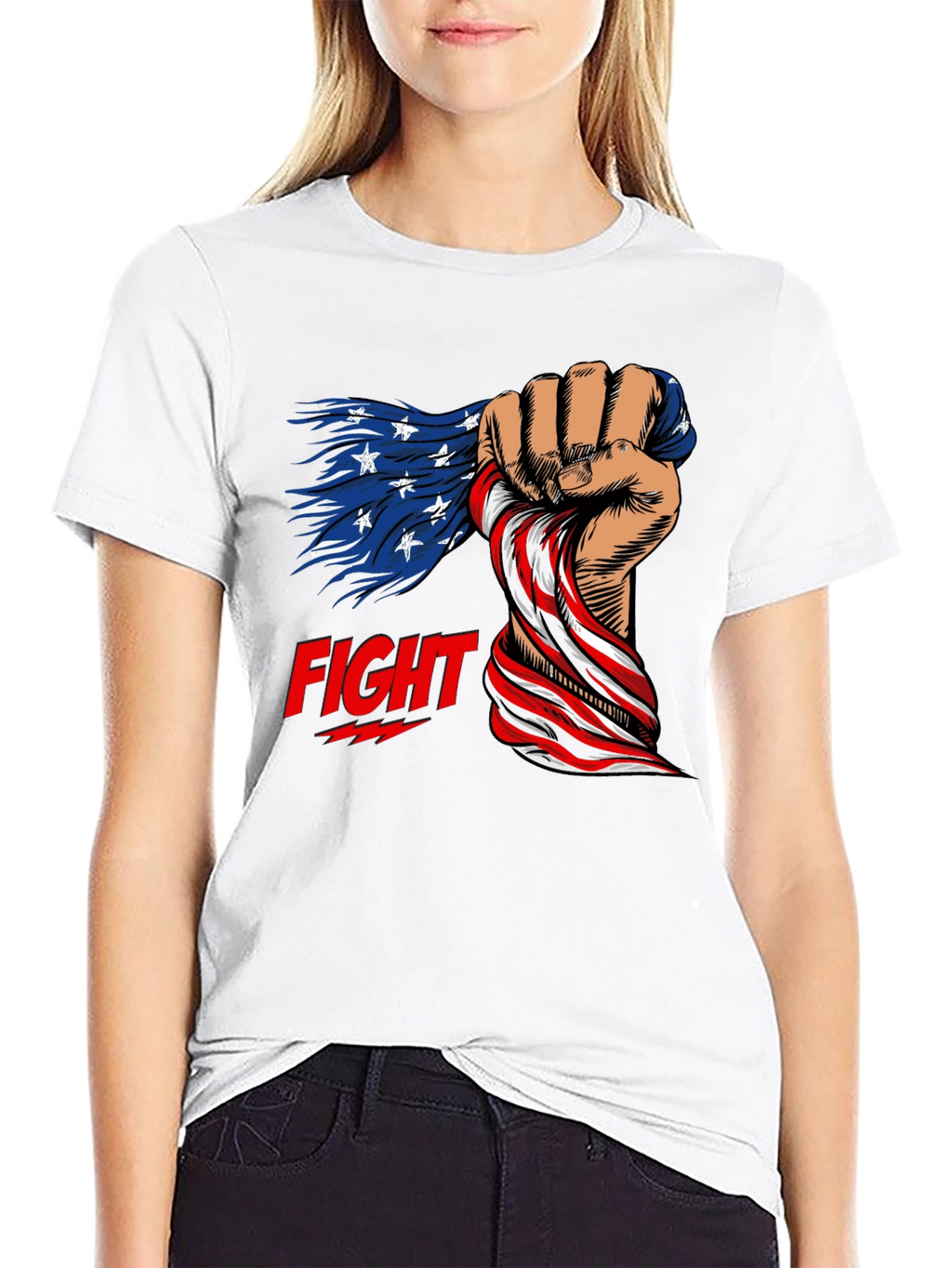 Patriotic Fight T-Shirt: American Flag Fist Design