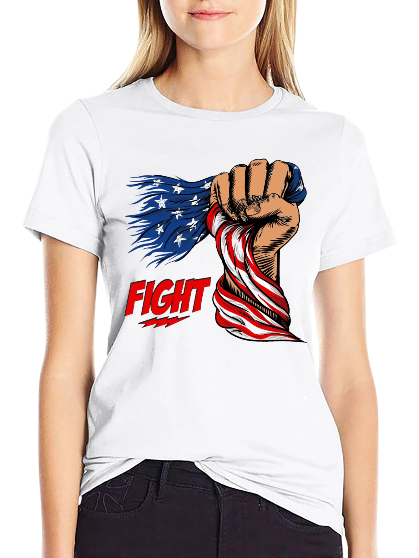 Patriotic Fight T-Shirt: American Flag Fist Design