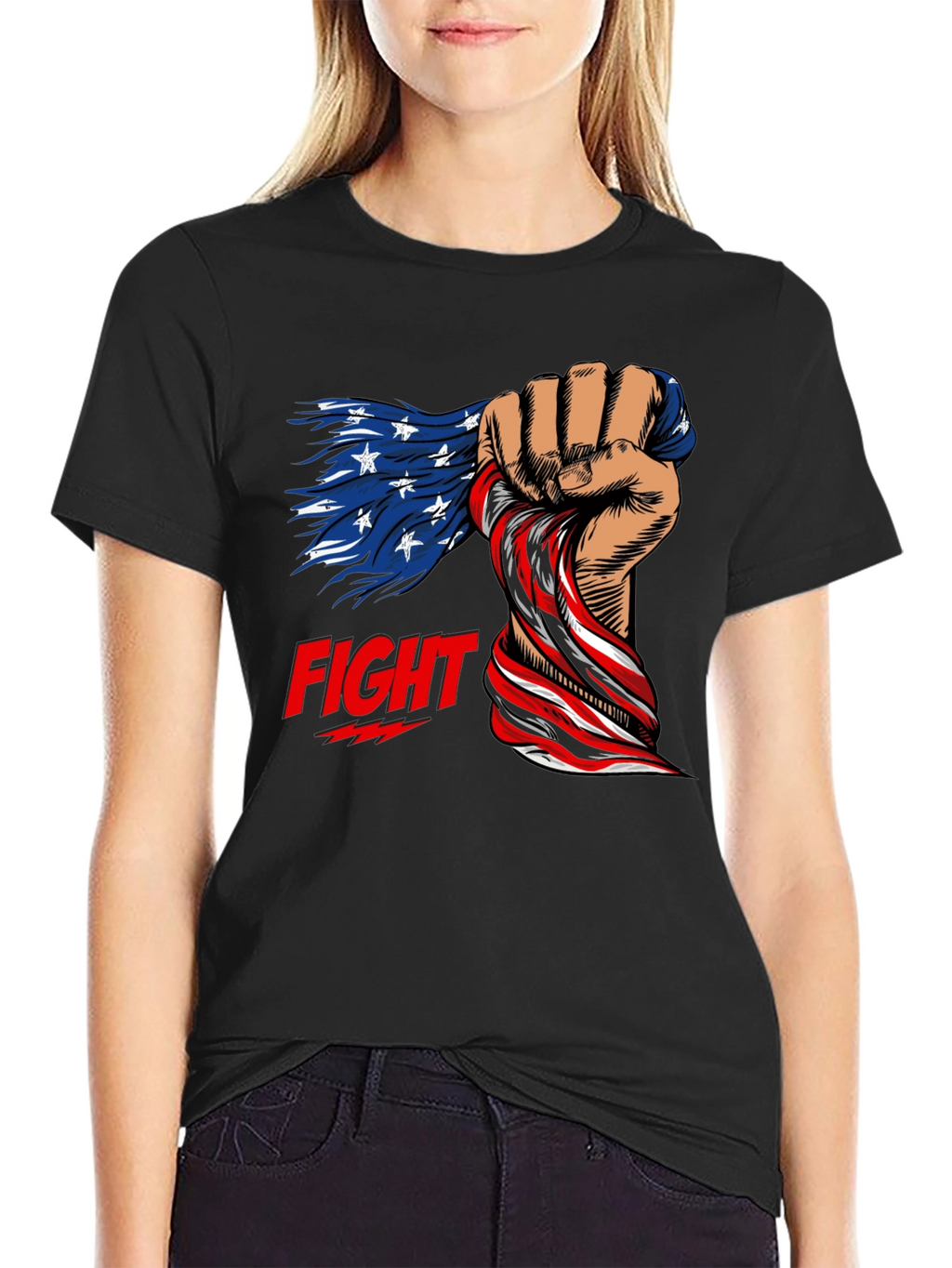 Patriotic Fight T-Shirt: American Flag Fist Design