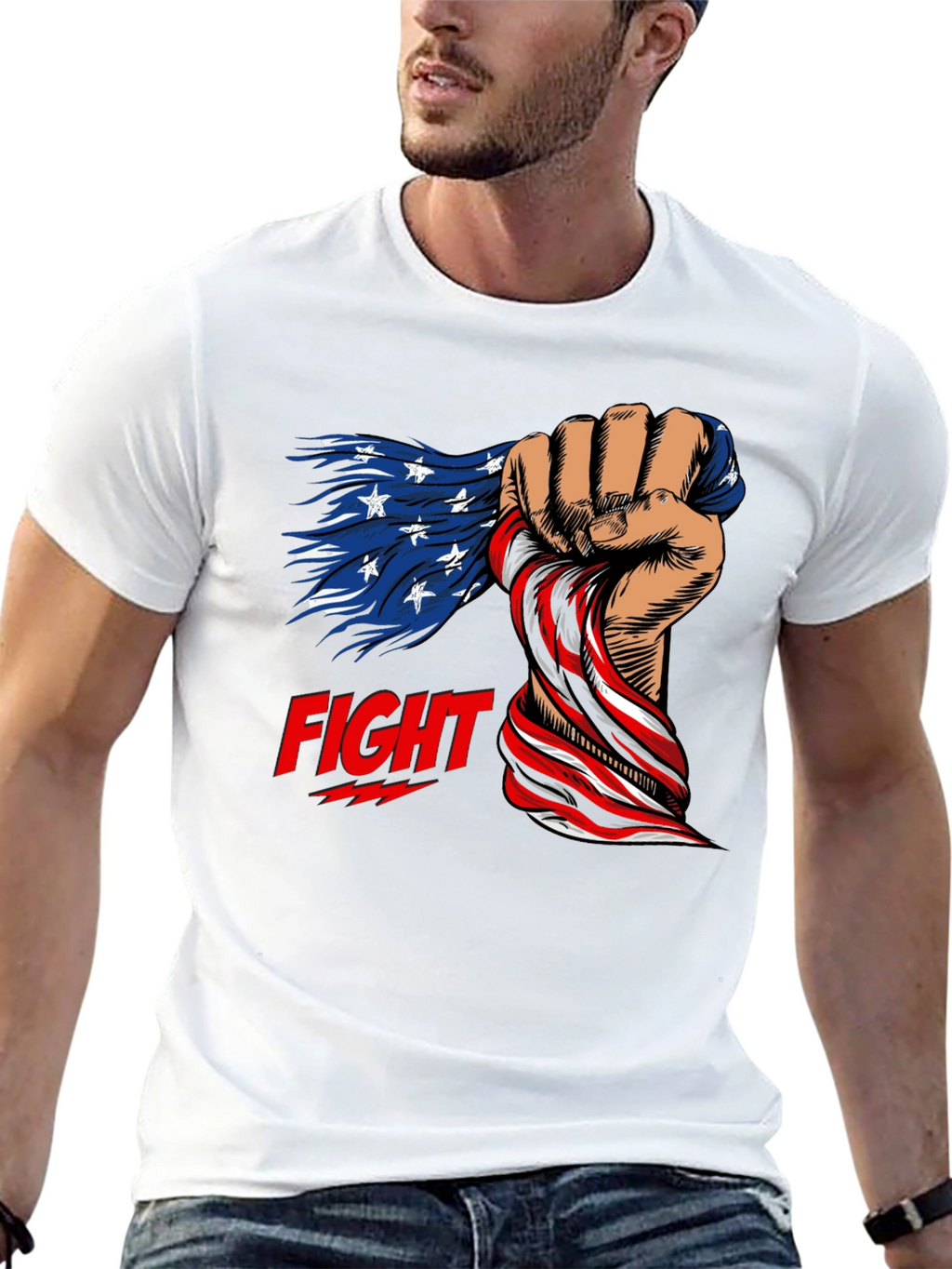 Patriotic Fight T-Shirt: American Flag Fist Design