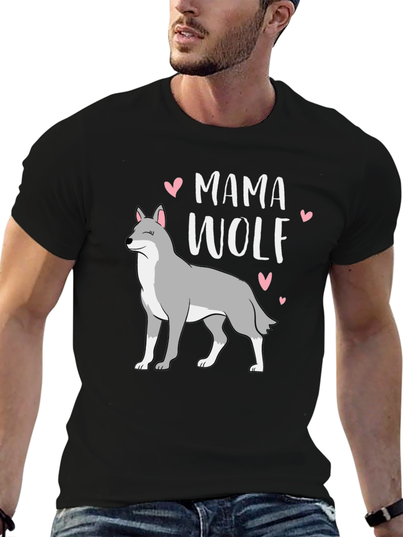 Mama Wolf Graphic T-Shirt - Black Cotton Tee