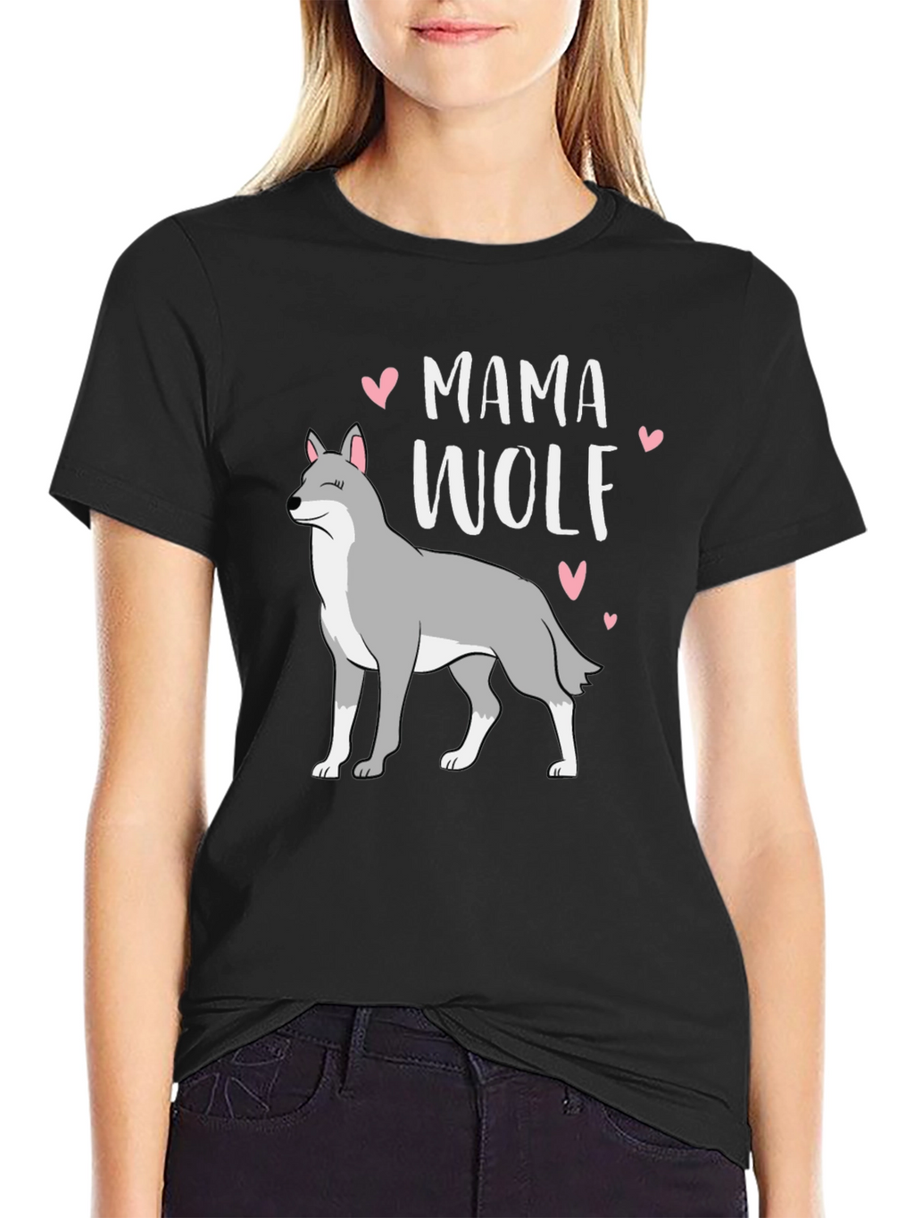 Mama Wolf Graphic T-Shirt - Black Cotton Tee