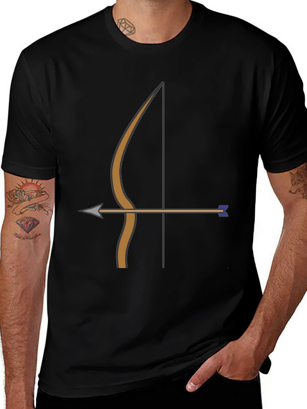 Archery Bow Arrow Graphic Tee | Black Casual T-Shirt