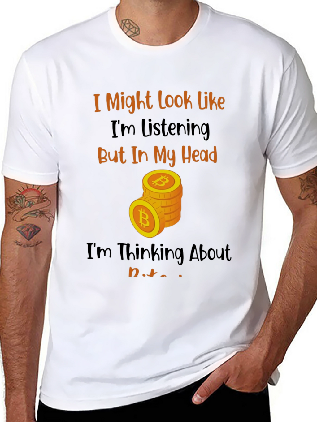 Bitcoin Thinking Funny T-Shirt