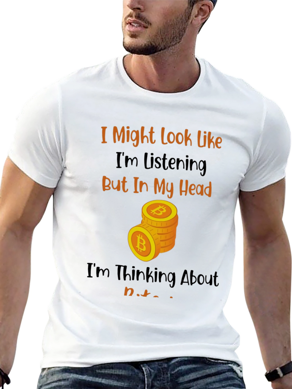 Bitcoin Thinking Funny T-Shirt