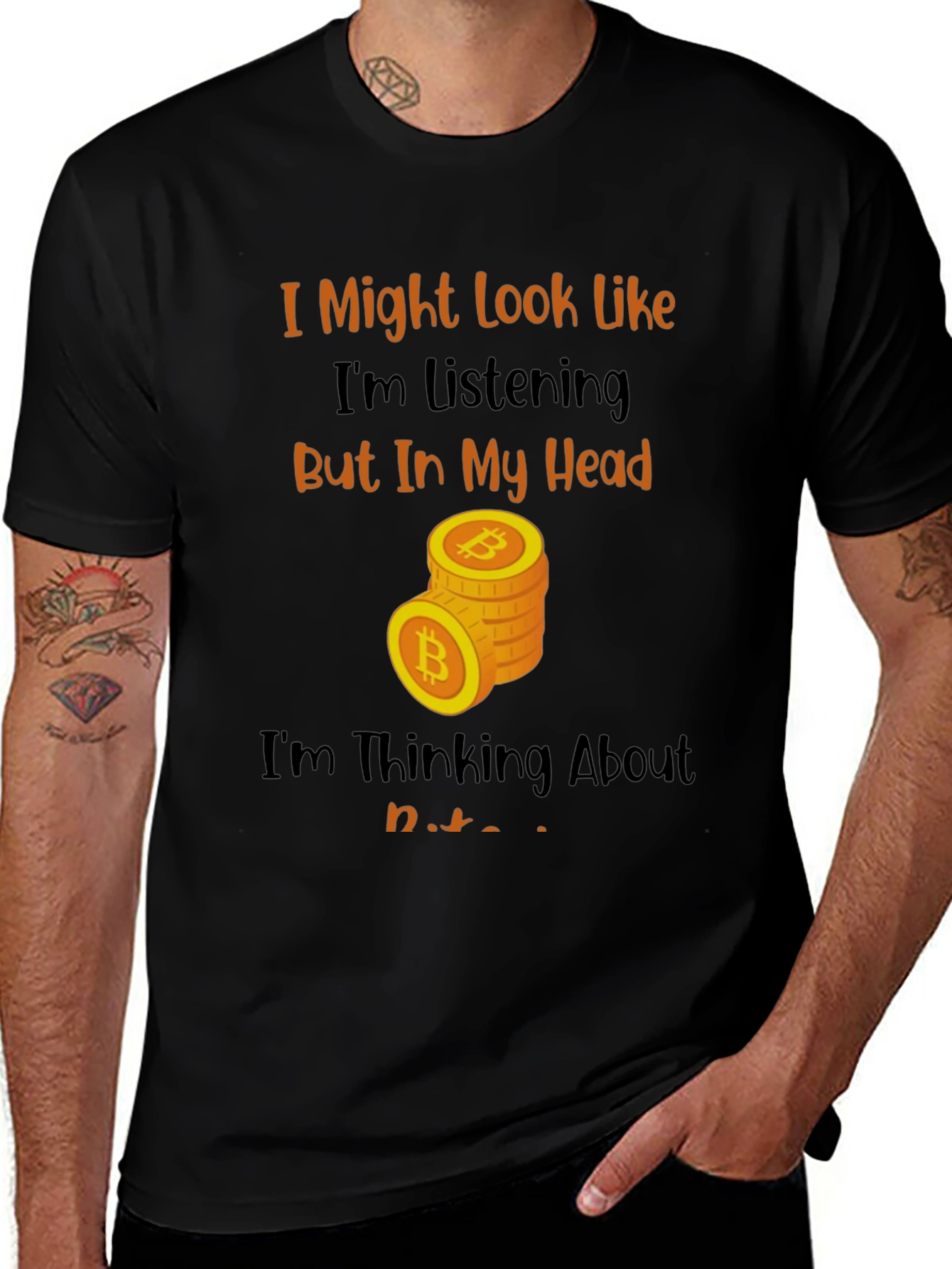 Bitcoin Thinking Funny T-Shirt