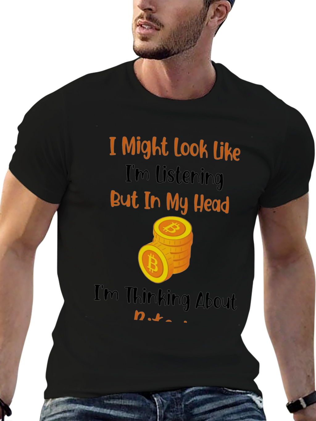 Bitcoin Thinking Funny T-Shirt
