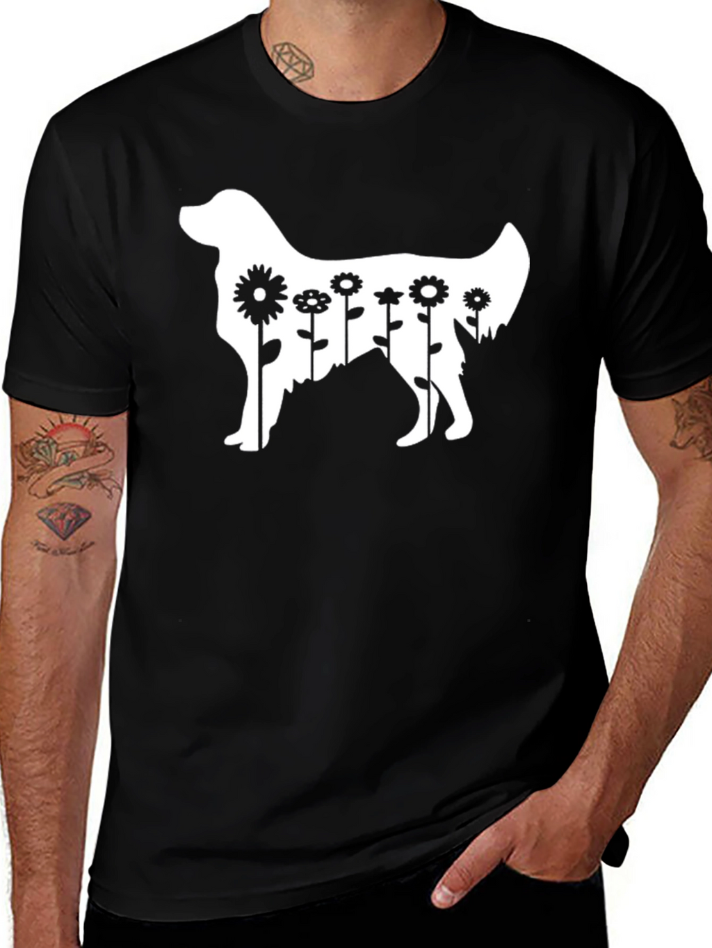 Dog & Flowers Graphic Tee