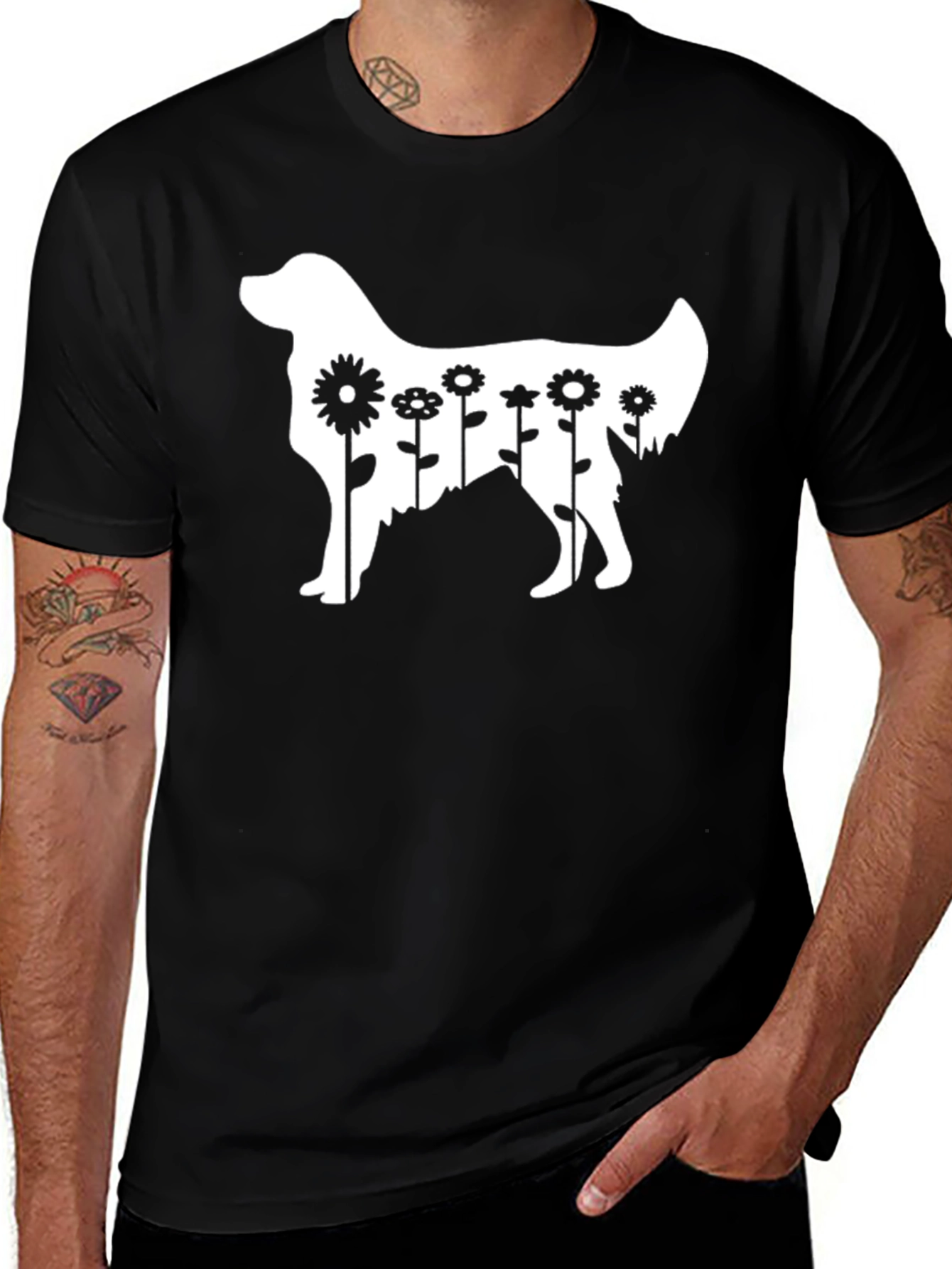 Dog & Flowers Graphic Tee