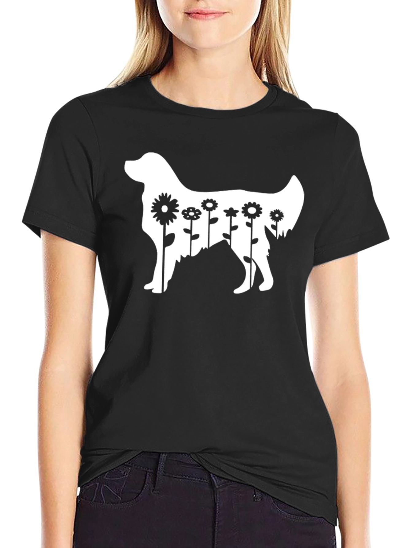 Dog & Flowers Graphic Tee