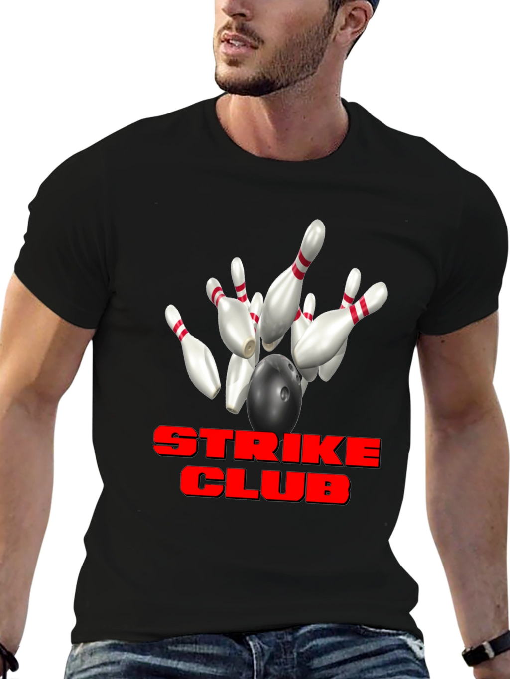 Strike Club Bowling T-Shirt - Black