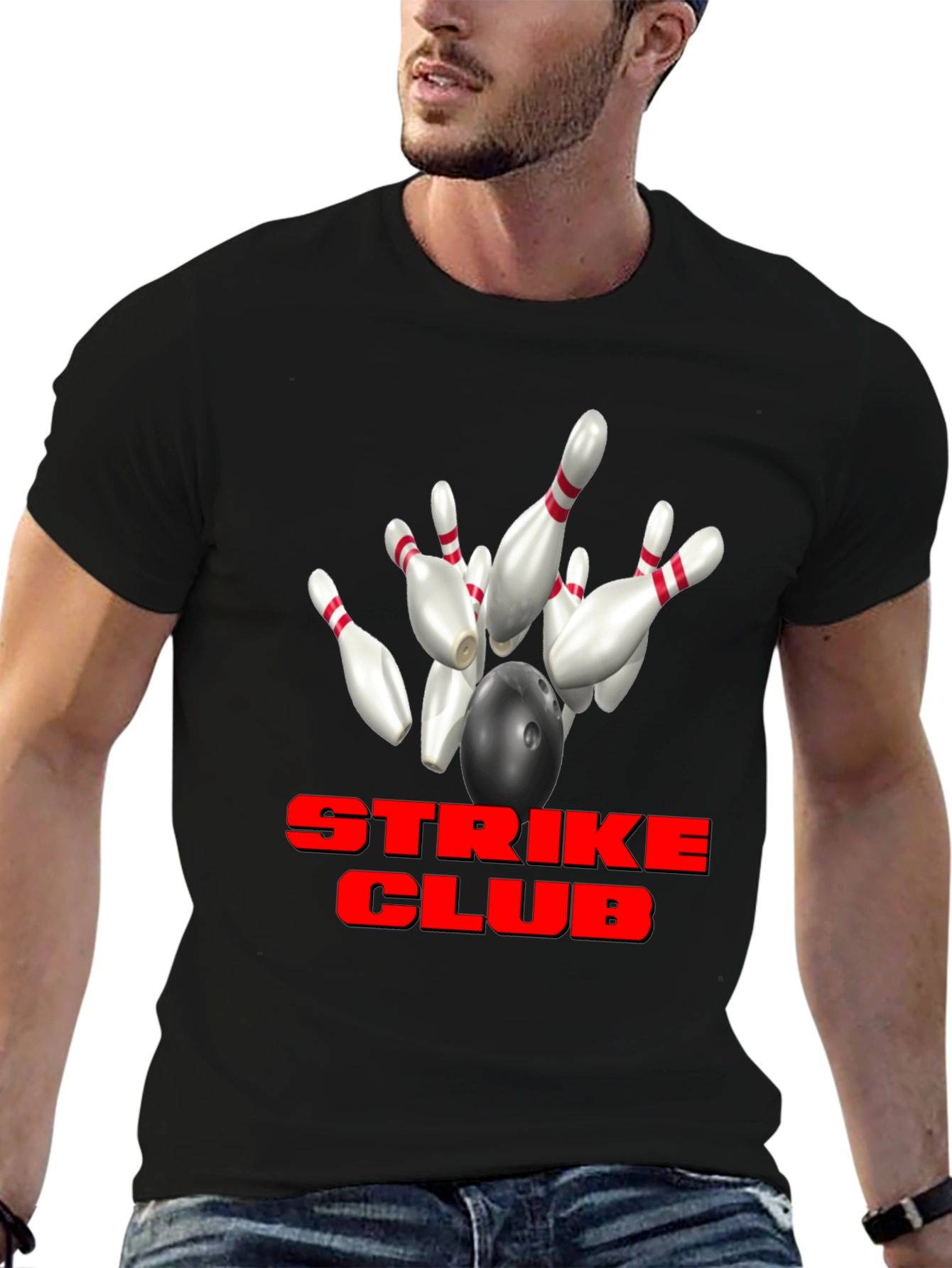 Strike Club Bowling T-Shirt - Black