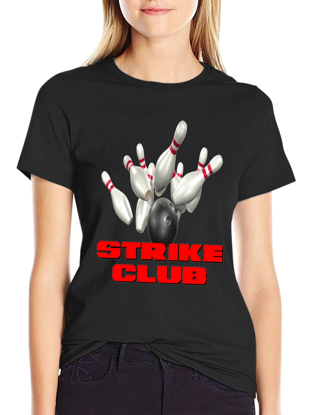 Strike Club Bowling T-Shirt - Black