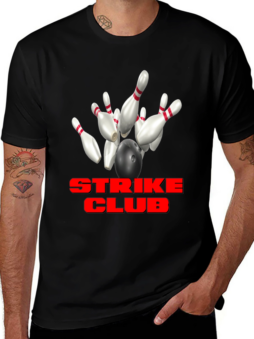 Strike Club Bowling T-Shirt - Black