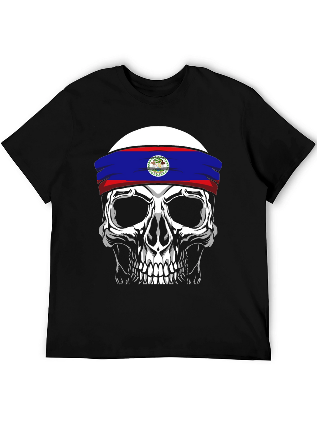 Skull Belize Flag Headband T-Shirt