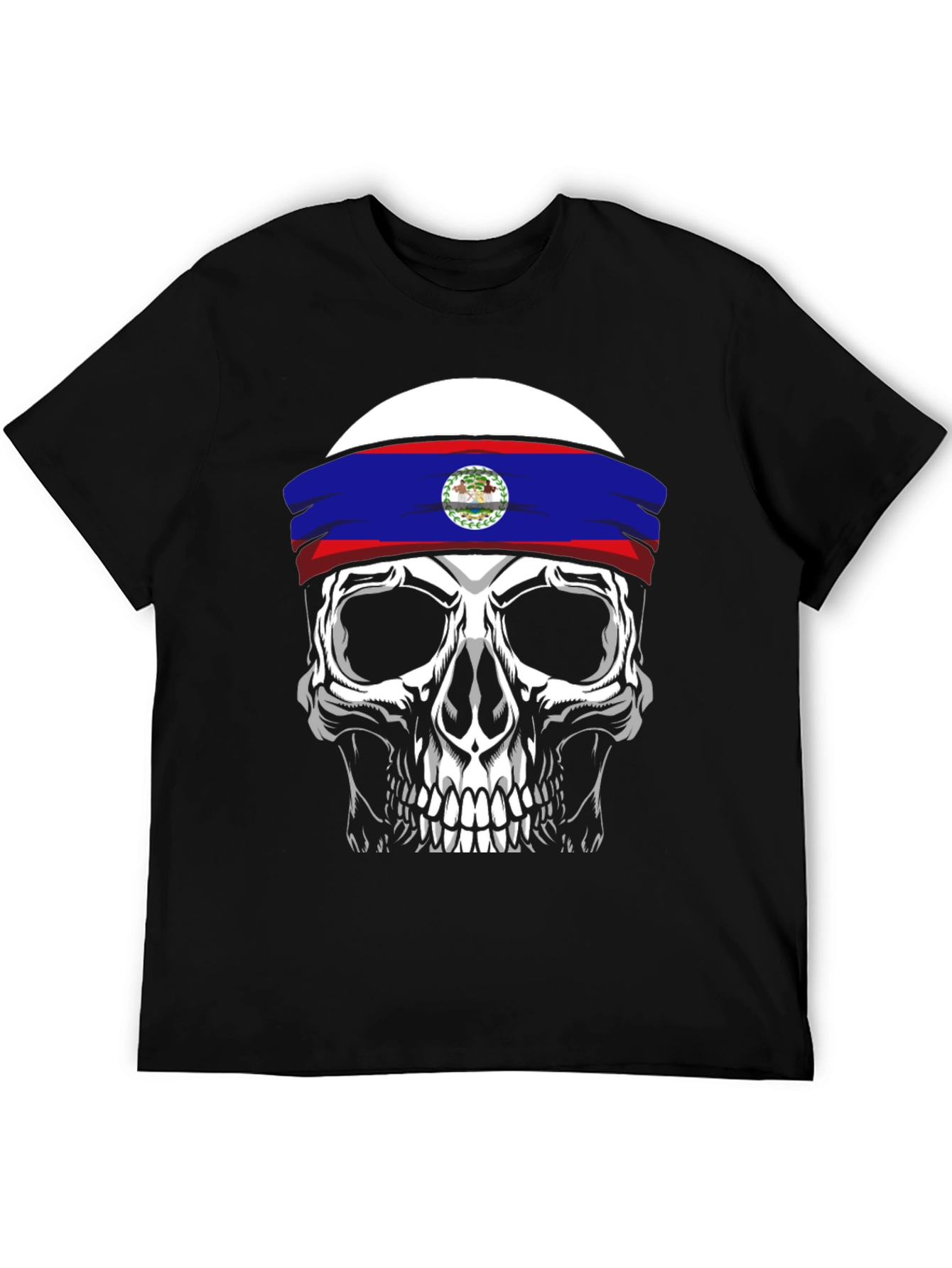 Skull Belize Flag Headband T-Shirt