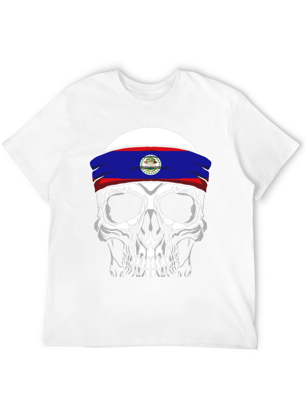 Skull Belize Flag Headband T-Shirt
