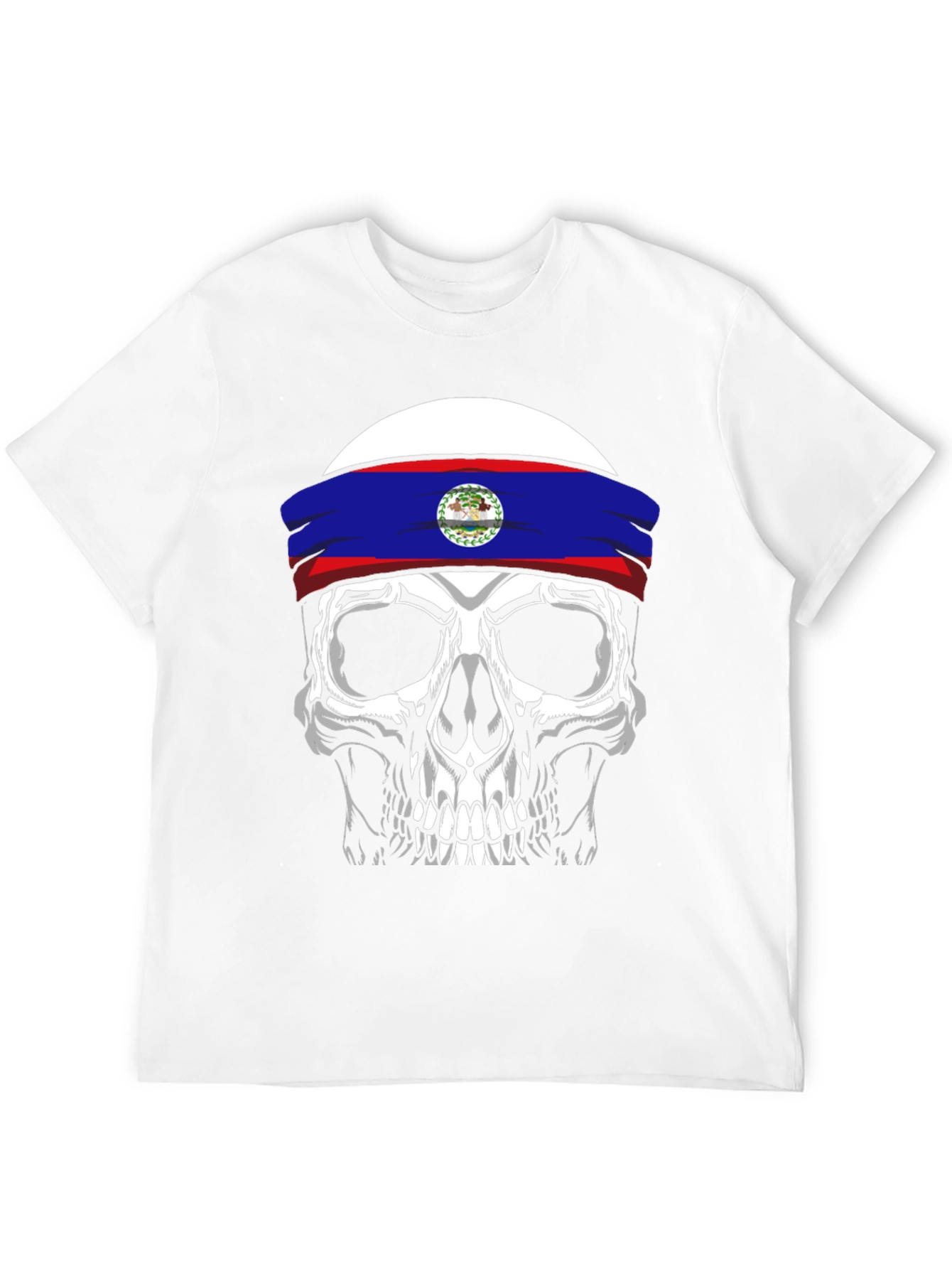 Skull Belize Flag Headband T-Shirt