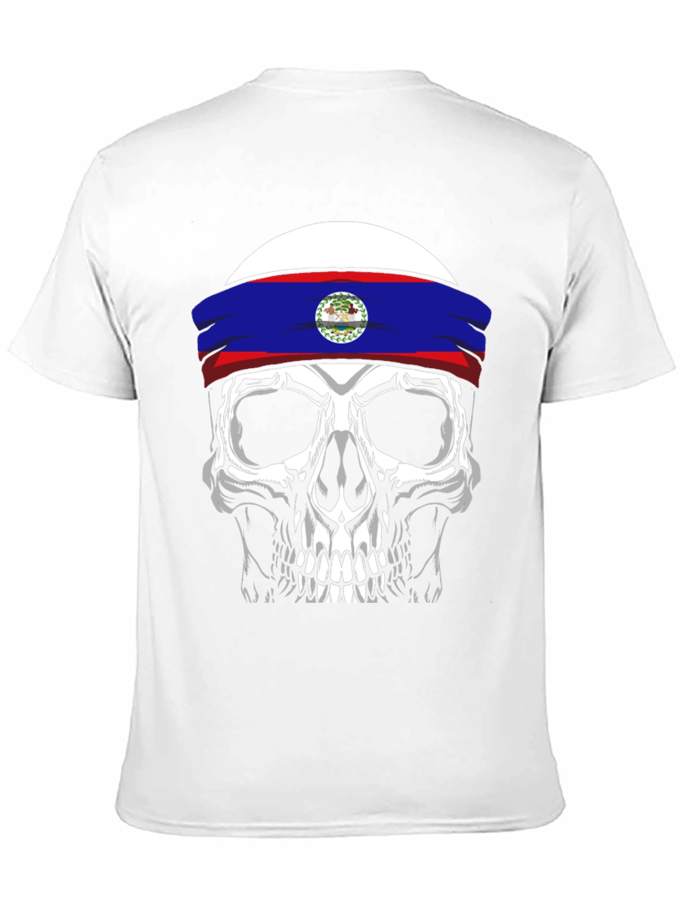 Skull Belize Flag Headband T-Shirt
