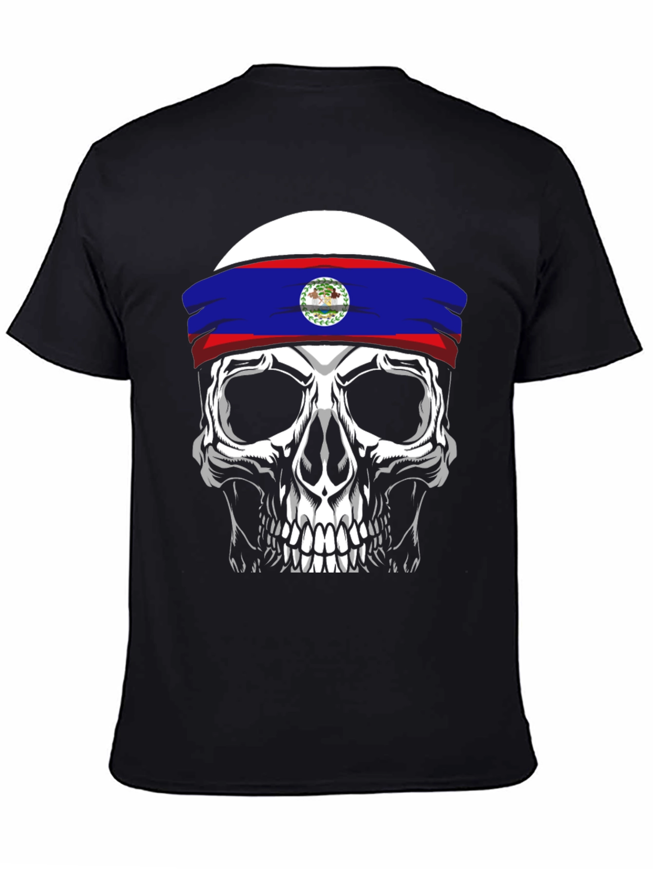 Skull Belize Flag Headband T-Shirt