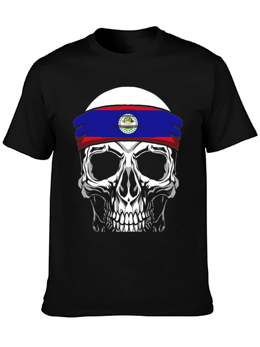 Skull Belize Flag Headband T-Shirt