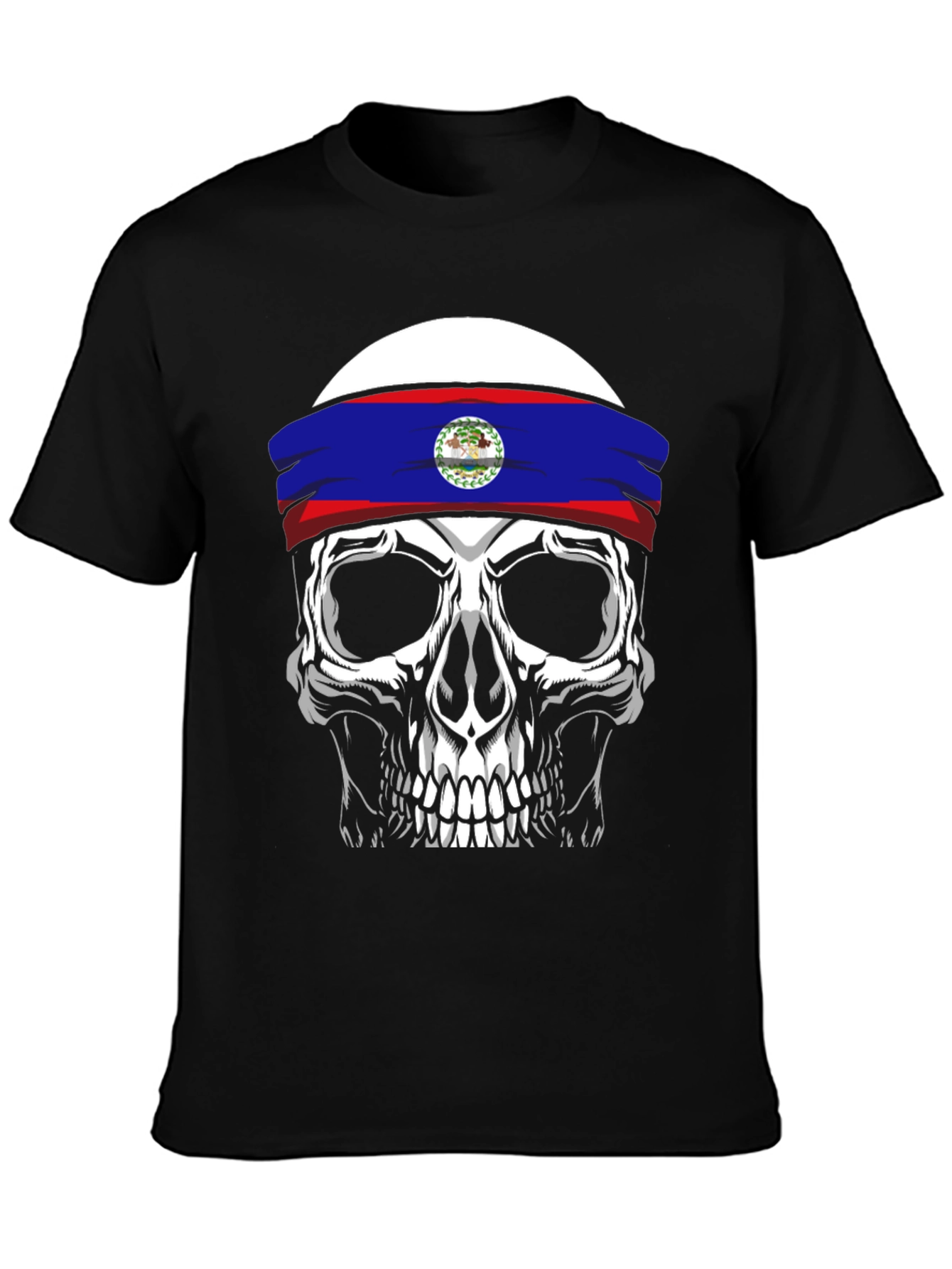 Skull Belize Flag Headband T-Shirt