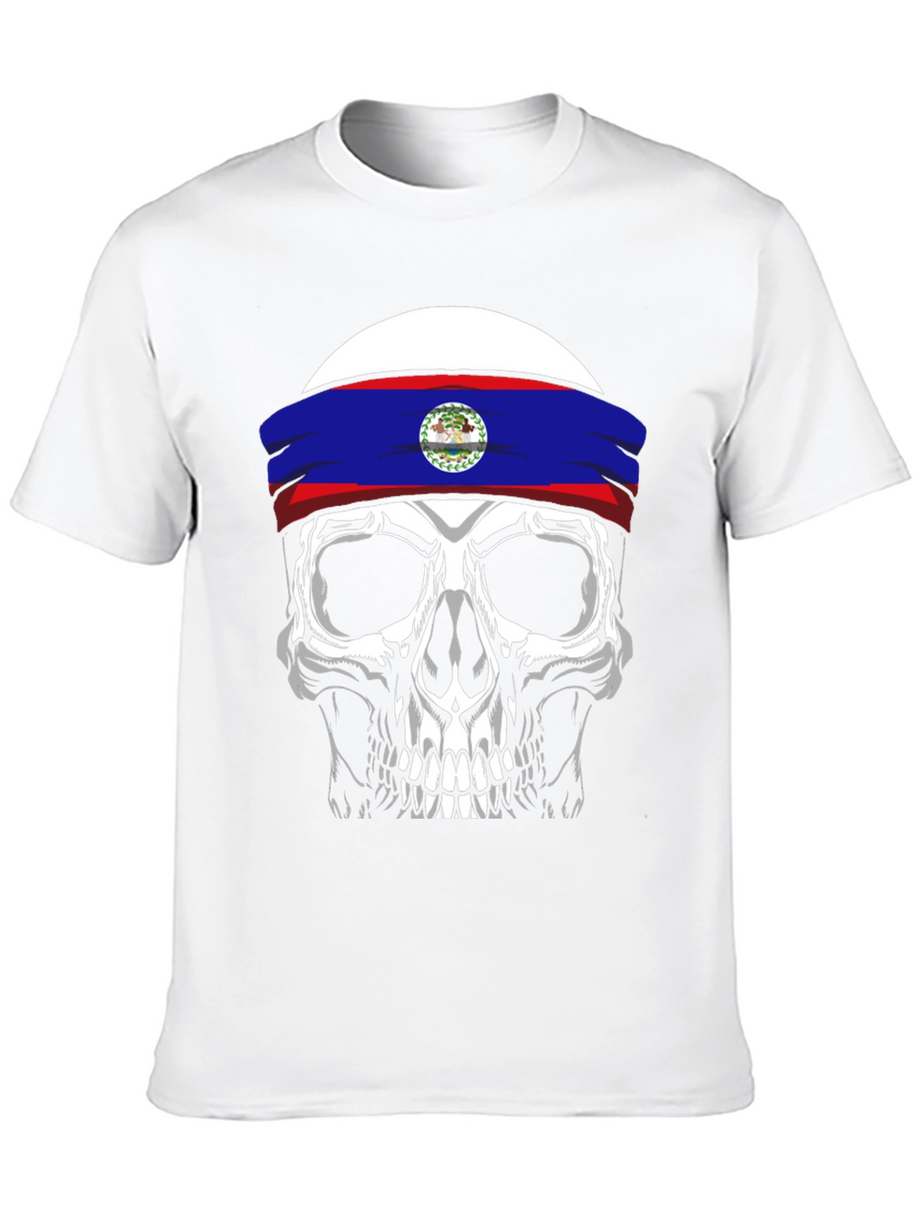 Skull Belize Flag Headband T-Shirt