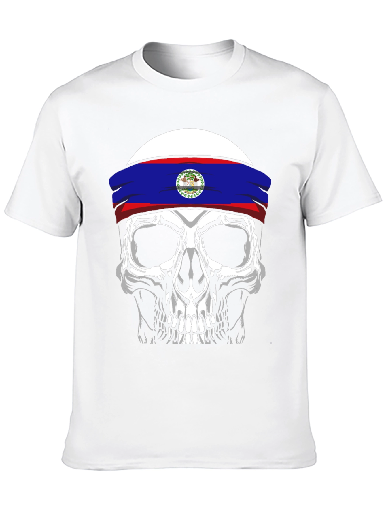 Skull Belize Flag Headband T-Shirt