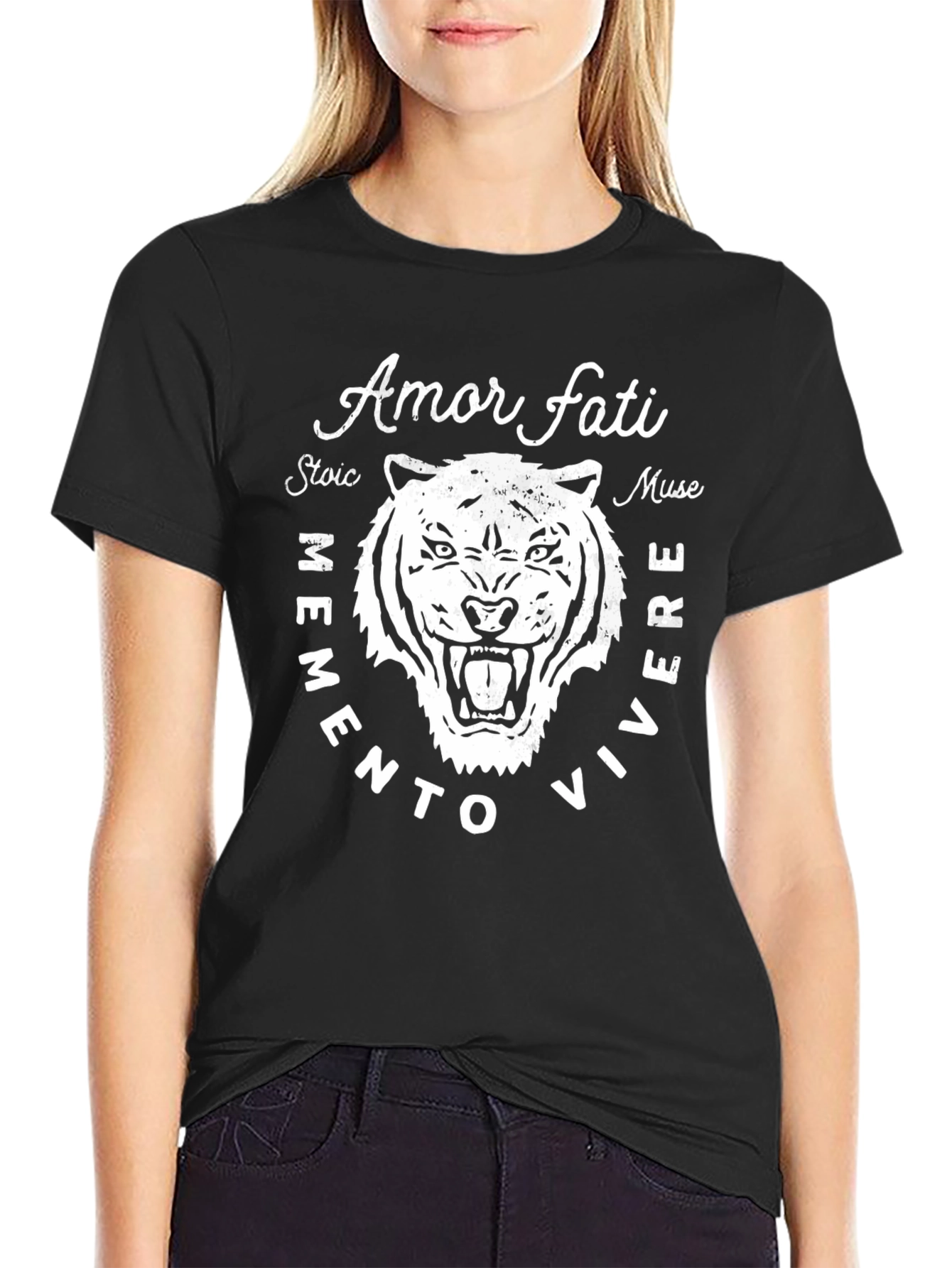 Amor Fati Stoic Tiger Graphic T-Shirt
