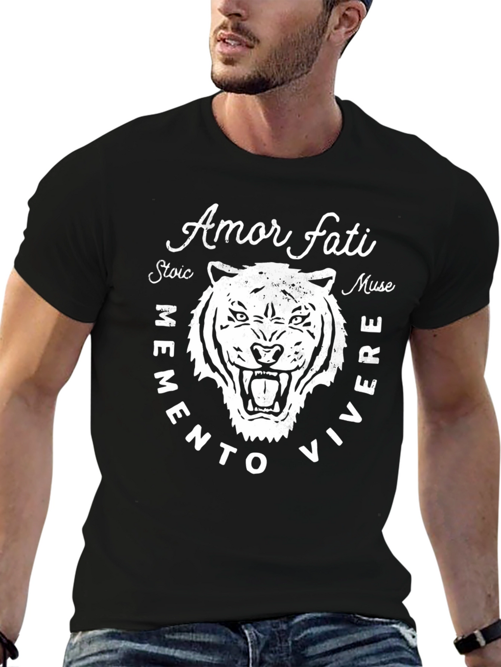 Amor Fati Stoic Tiger Graphic T-Shirt