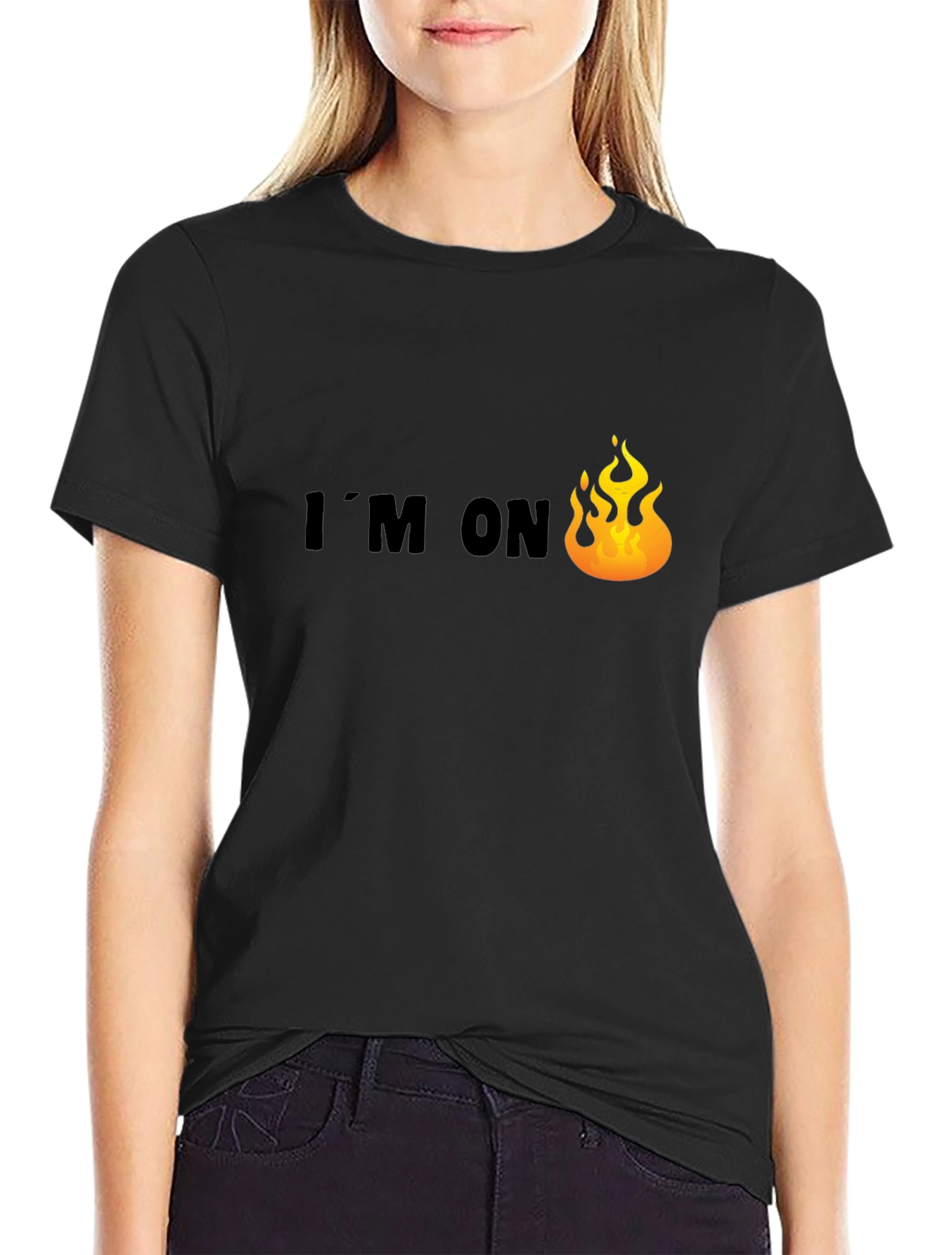 Im On Fire Graphic Tee - Black Cotton T-Shirt