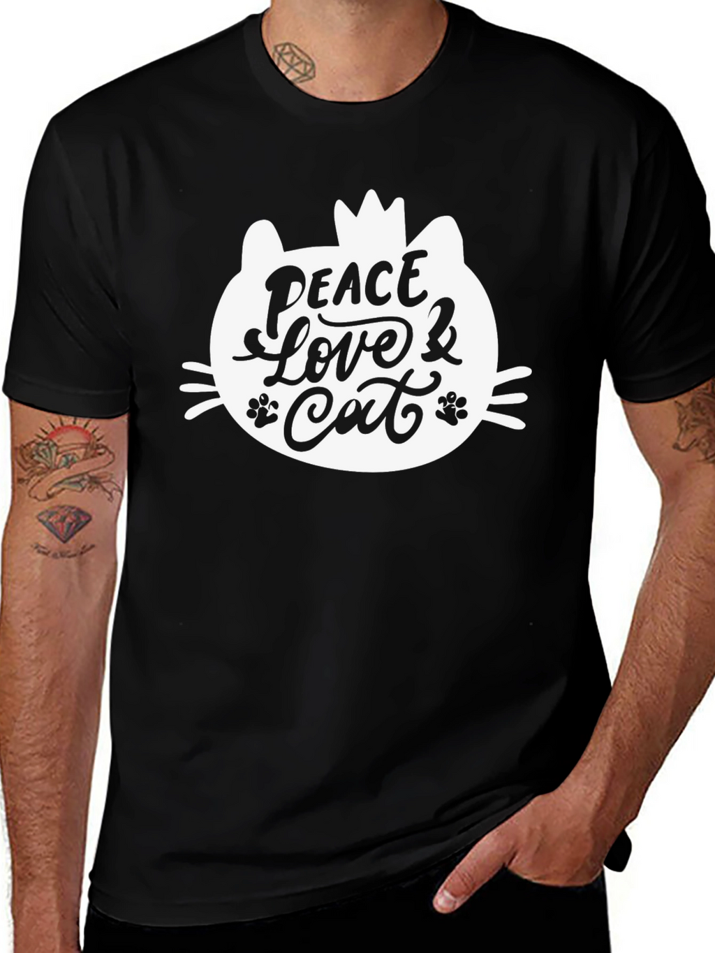 Peace Love Cat T-Shirt - Cute Graphic Tee