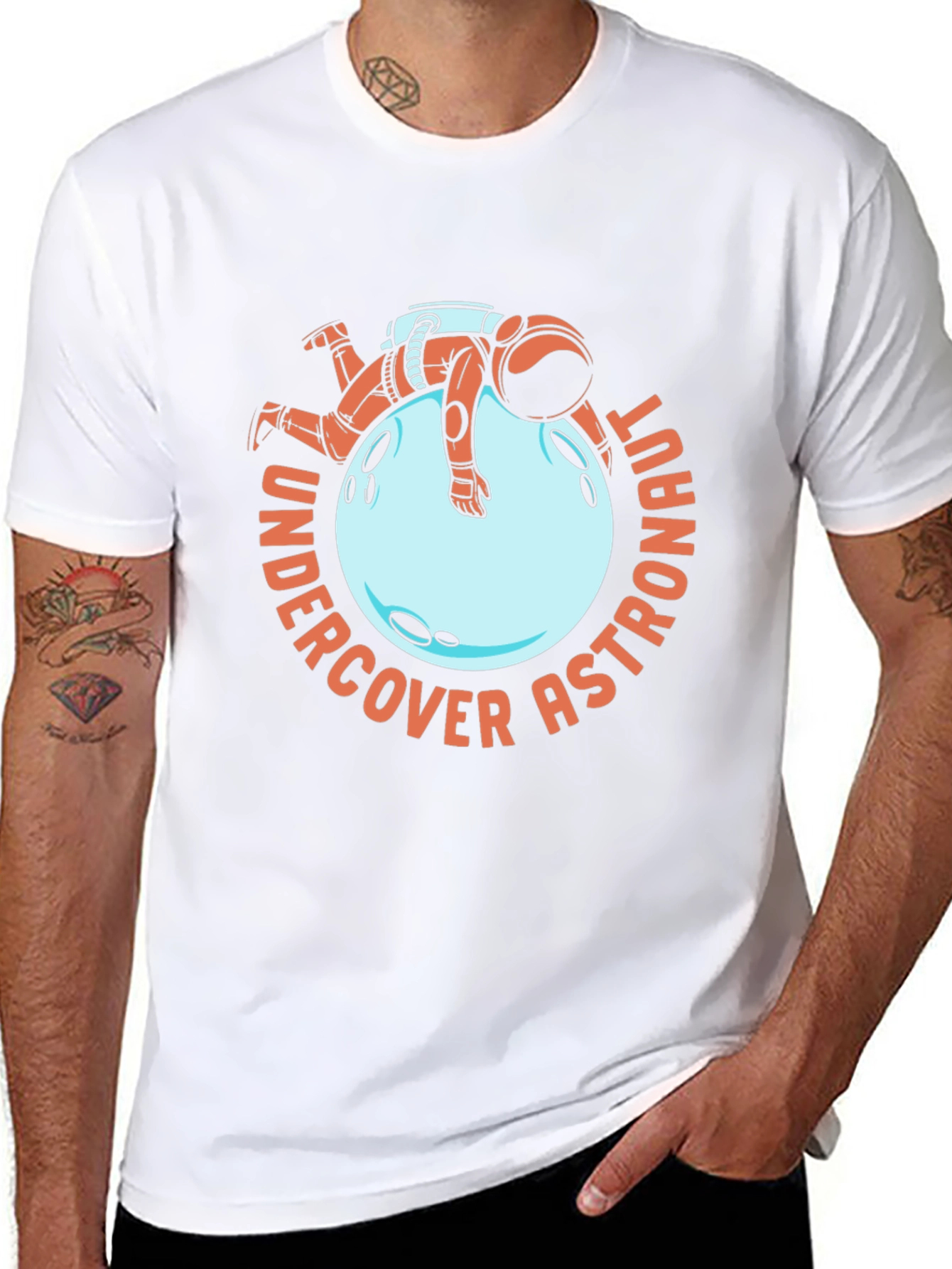 Undercover Astronaut Black T-Shirt Novelty Space Tee